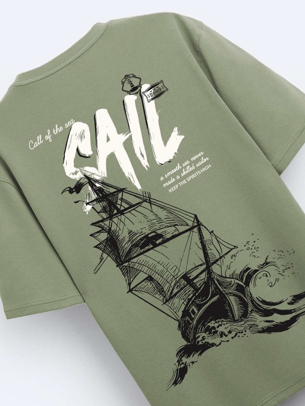 ADRO Men's Solid Oversized Fit T-Shirt (OVR24-L1-SAIL-OL_Olive