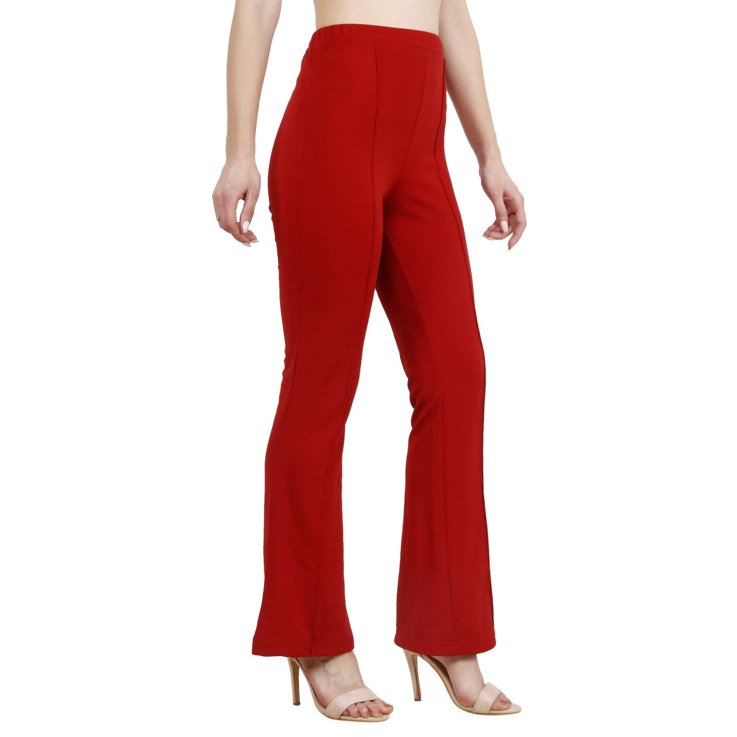 POPWINGS Casual Womens Mehroon Bootcut Trouser Maroon