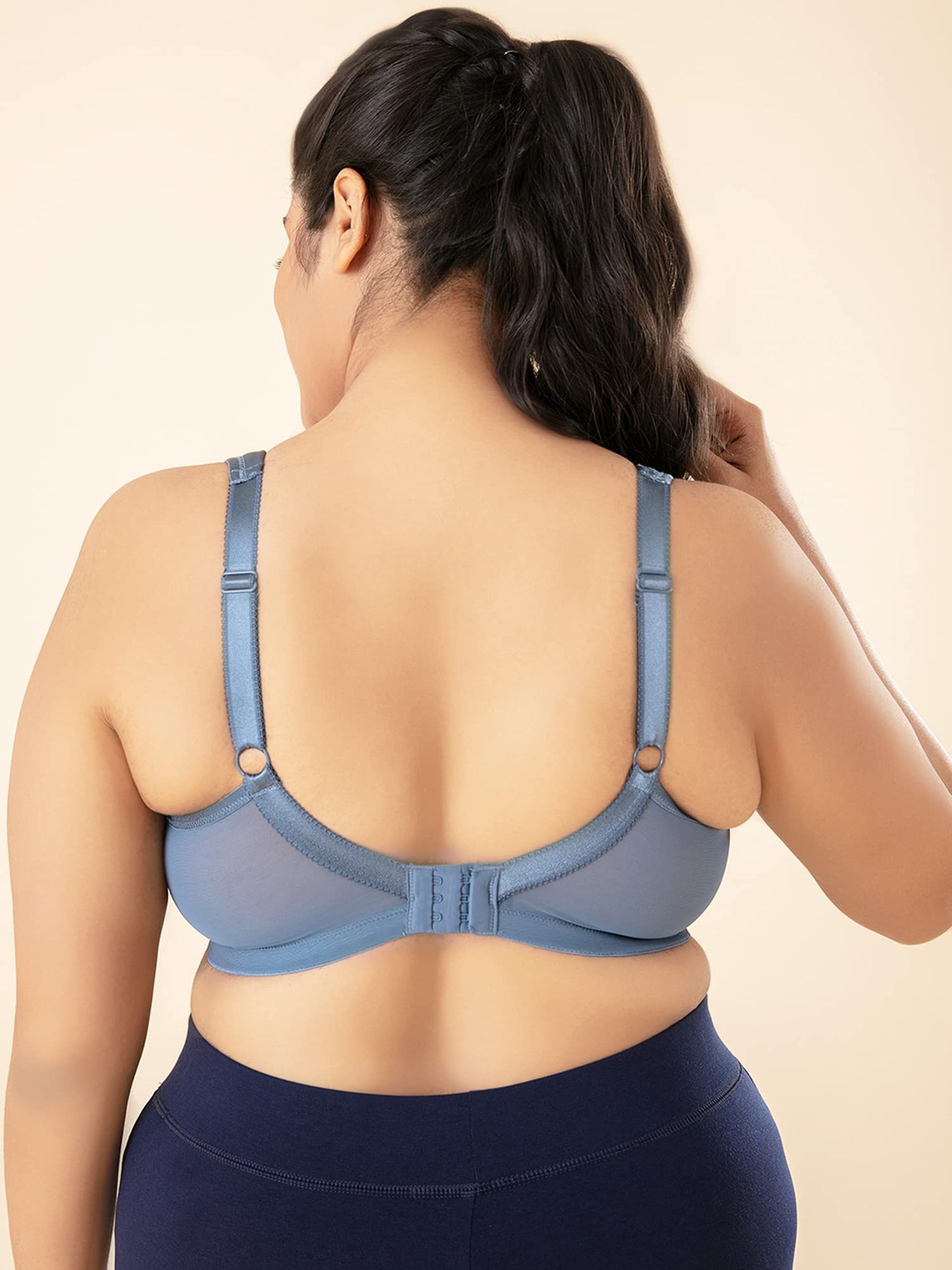 Nykd Everyday Cotton Minimiser WomenS Full Coverage Bra For Heavy Bust Seamless Non-Padded, Wireless Bra, Nyb042, Light Blue, 3