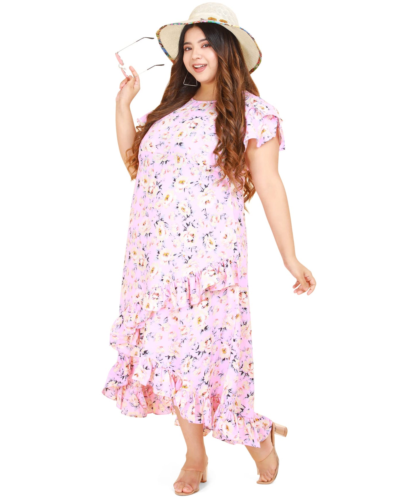 Oomph! WomenS Western & Fusion Wear Crepe Wrap Maxi Dress - Pink