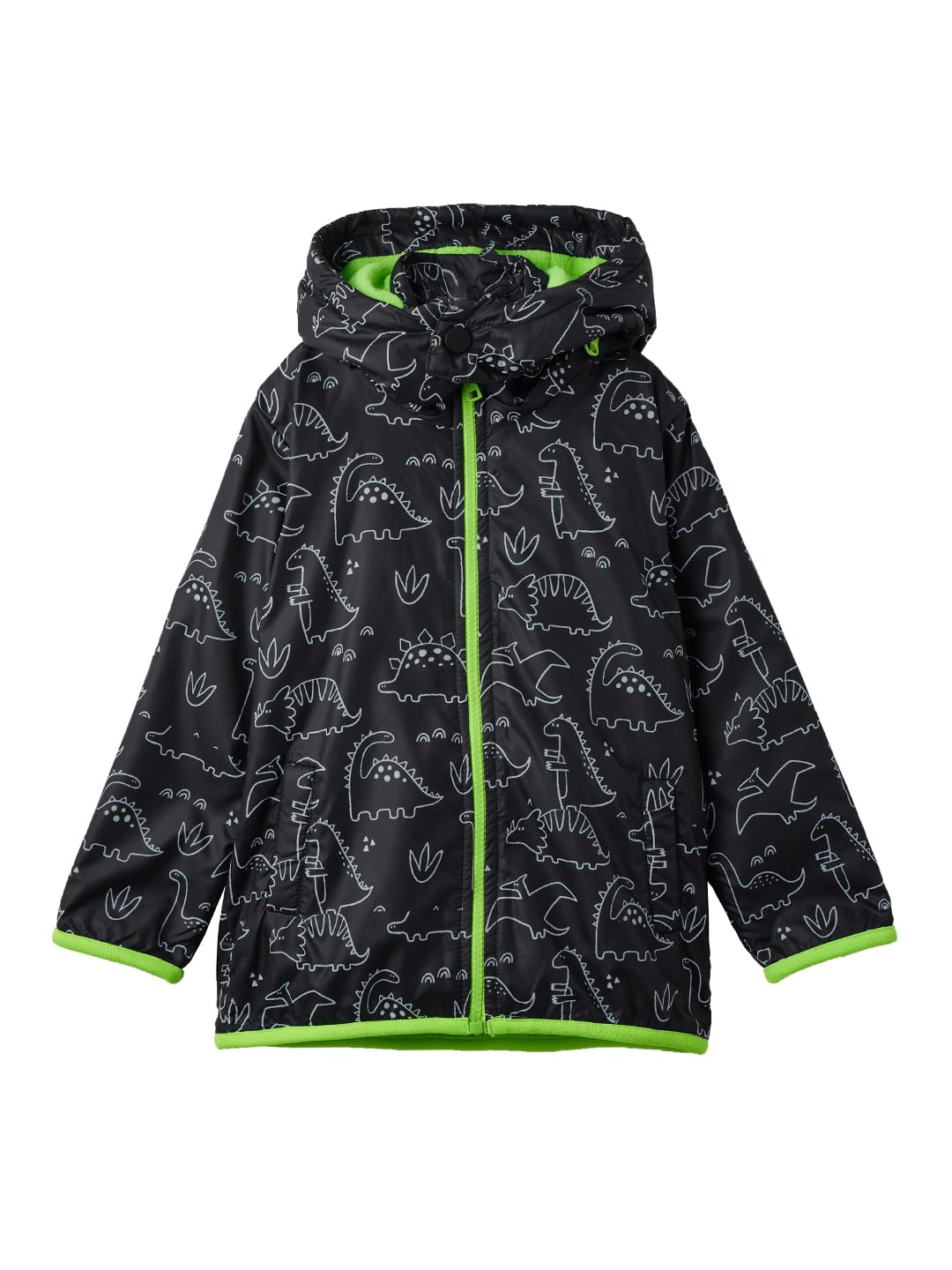 The Souled Store Dino Era Boys Long Sleeve Zipper Front All Over Print Puffer Hooded Jackets
