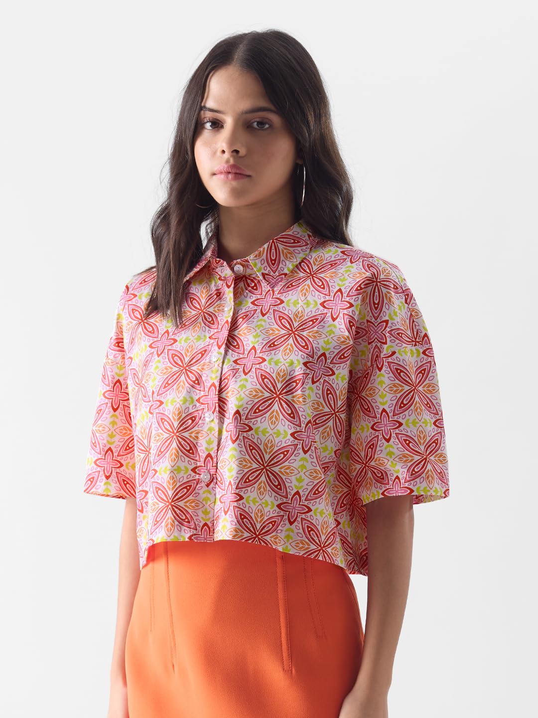 The Souled Store TSS Originals: Rosebloom Cropped Shirts Cropped Shirts Fashionable Trendy Graphic Prints Pop Culture Merchandis