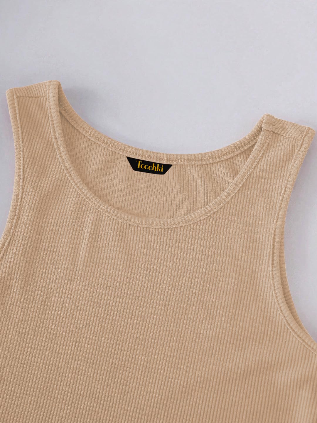 Toochki Tops for Woman | Spandex Top | Crop | Short | Western | for Jeans | Sleeveless | Stretchable | Beige