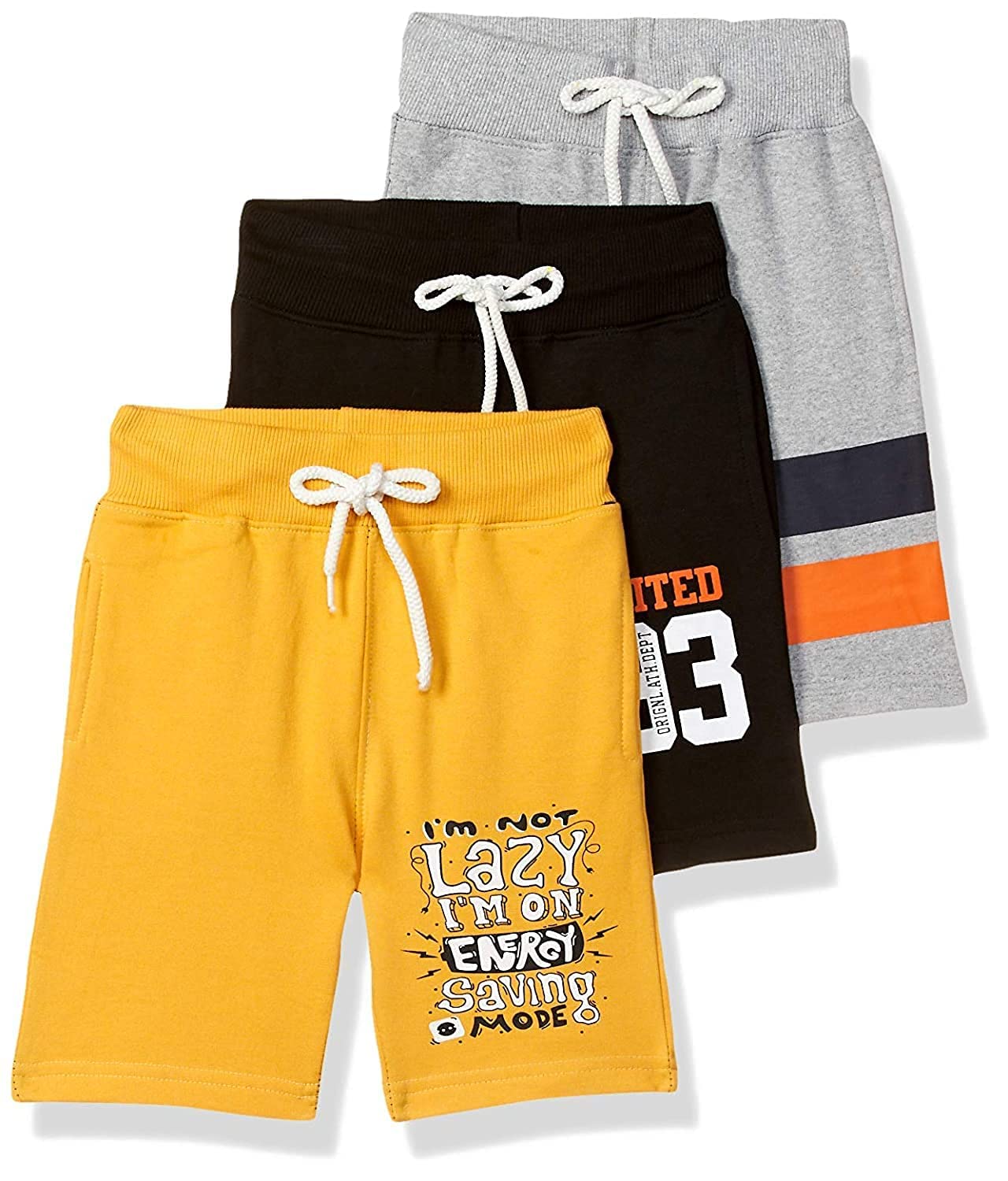 T2F Boys Cotton Printed Shorts with Two Side Pockets (Pack of 3), Assorted, 2-3 Years