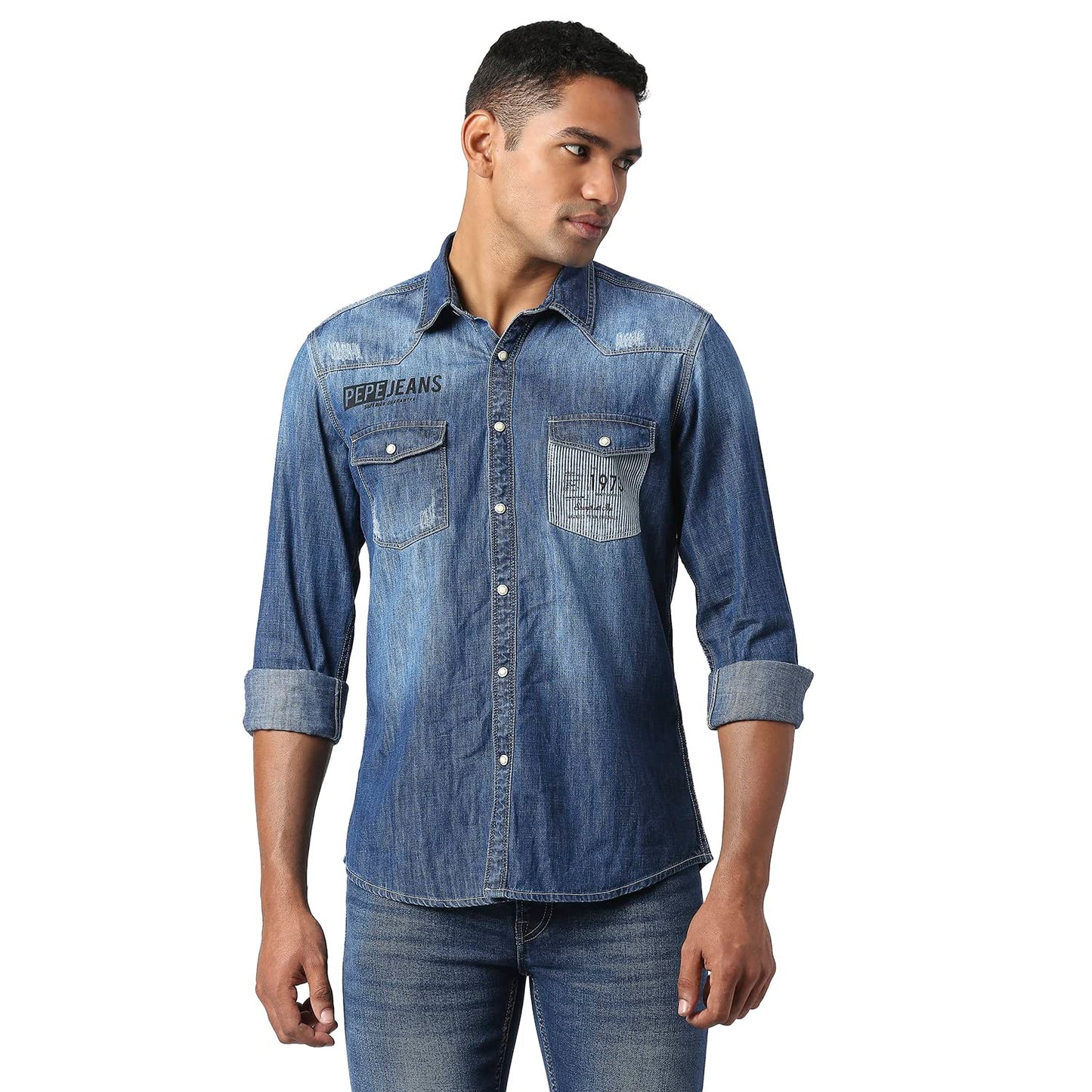 Pepe Jeans Speedo Ls Sr Brand Carrier Shirt, Dk Wash, L