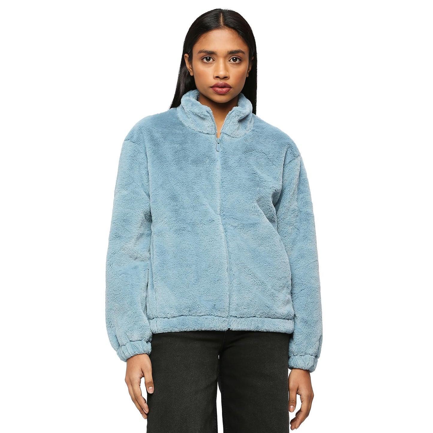 Pepe Jeans Blue Elasticated Fur Jacket