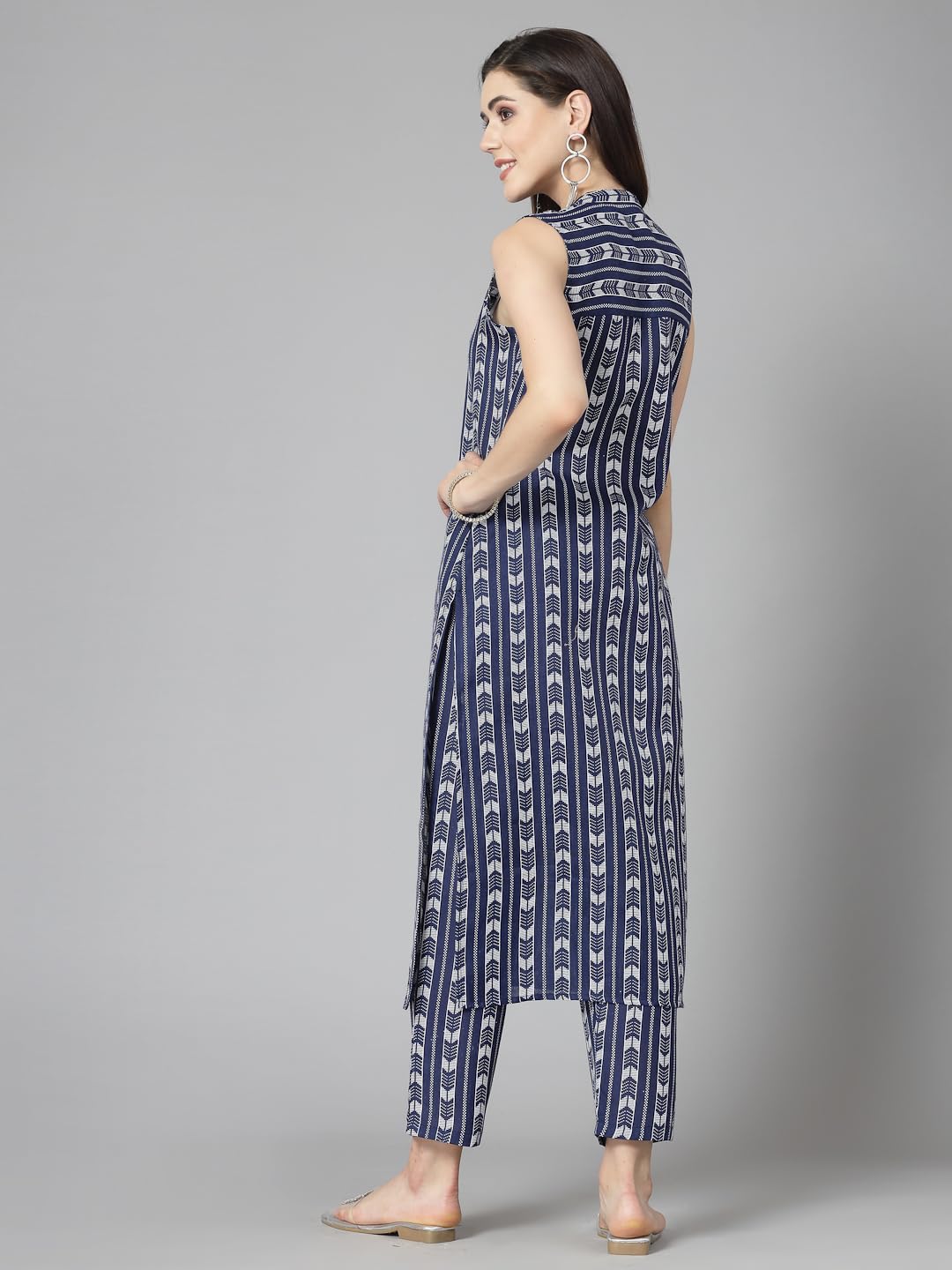 Stylum Women's Printed Cotton Blend Straight Kurta Pant Set (ROYALRUMBLE_Blue)