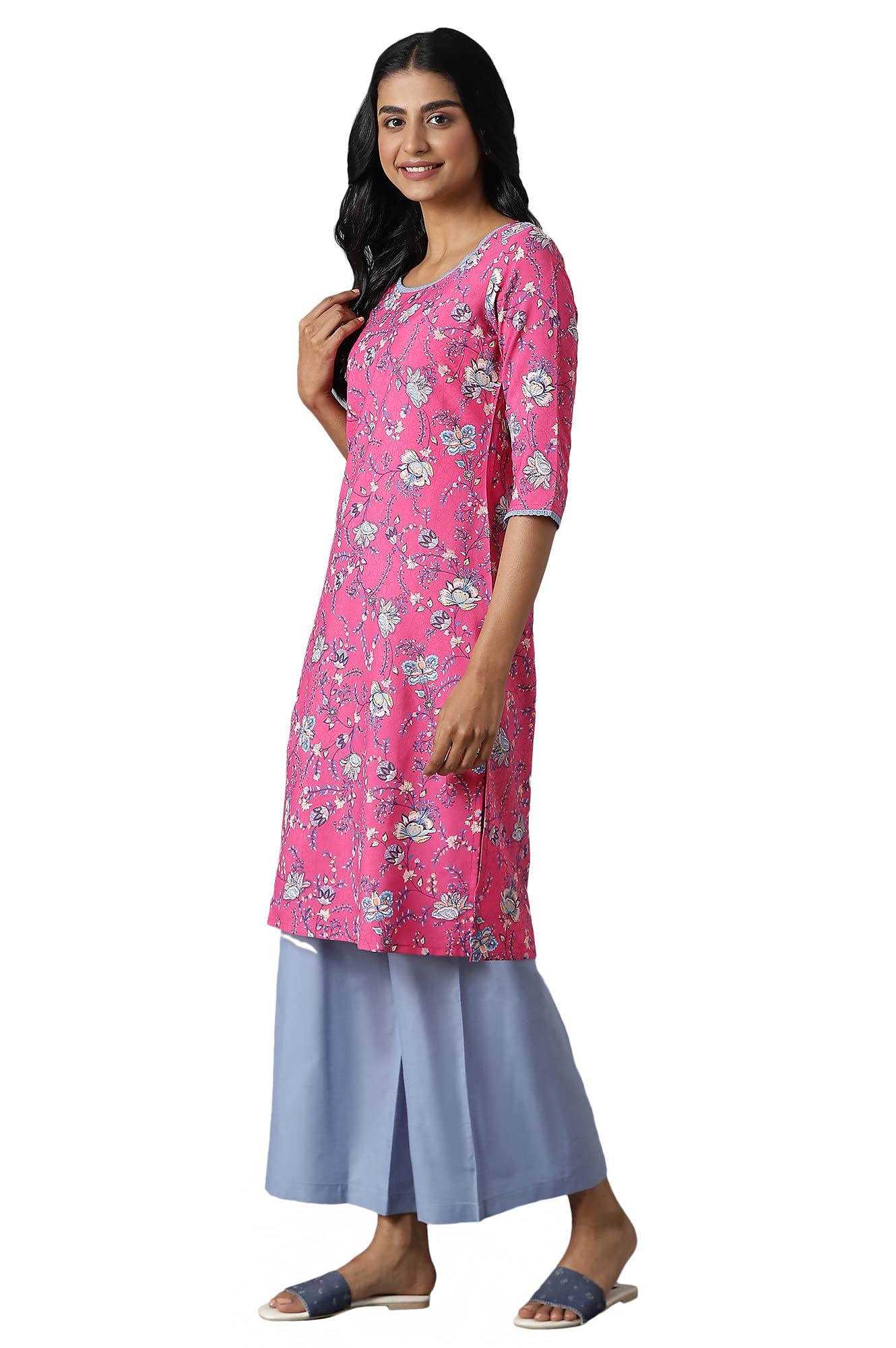 Aurelia Women's Polyester Floral Regular Kurta & Palazzo