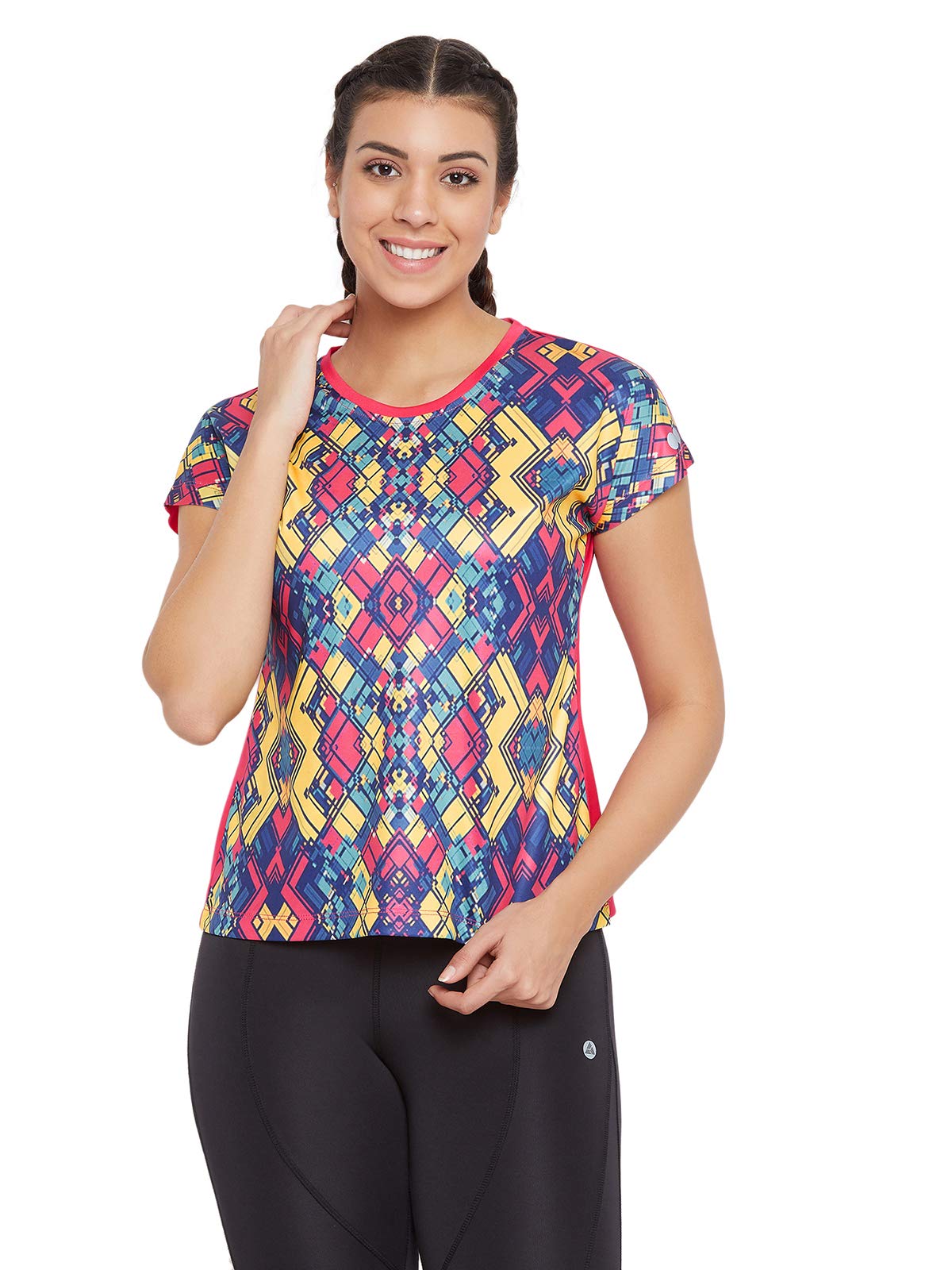 Clovia Womens Activewear Sports Short Sleeve T-Shirt (AT0130T14_Pink_S)