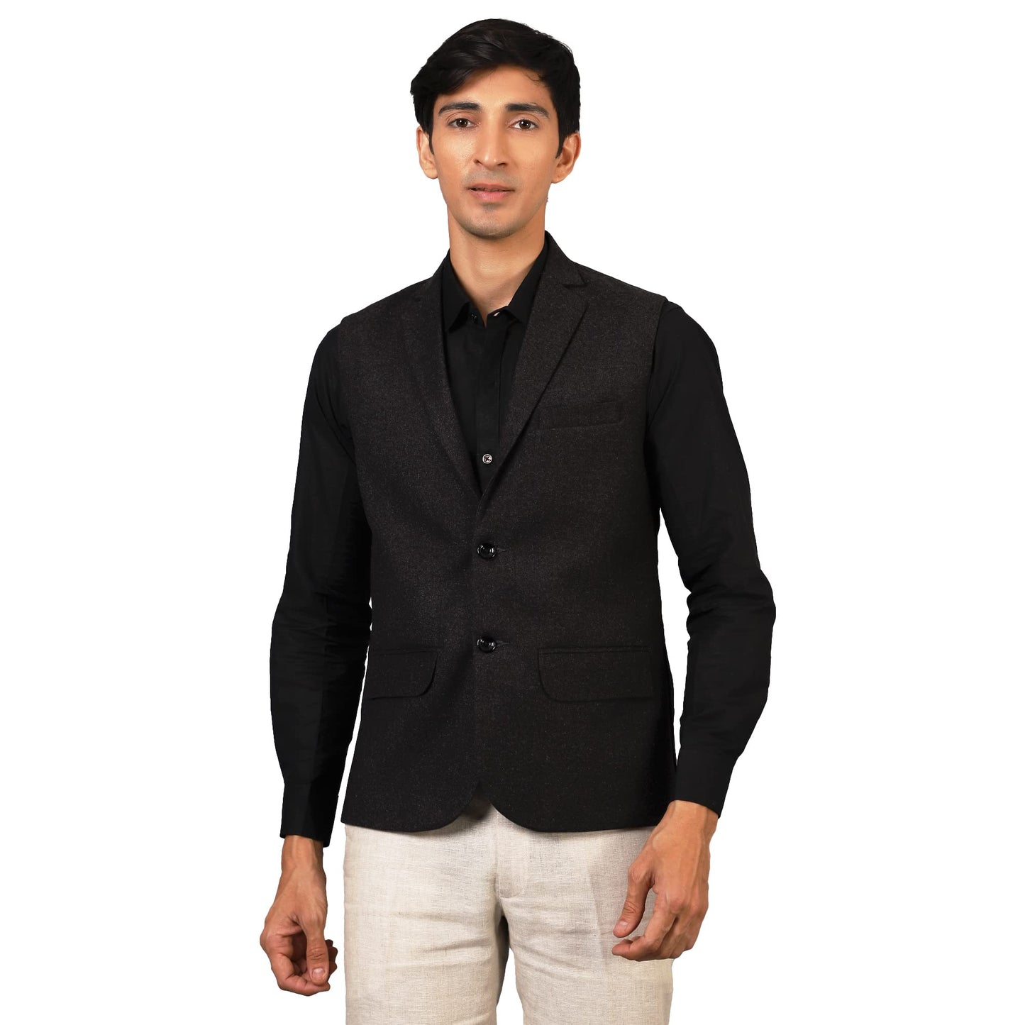 Wintage Men'S: Tweed Wool Grey Modi Nehru Jacket : 44/Xl