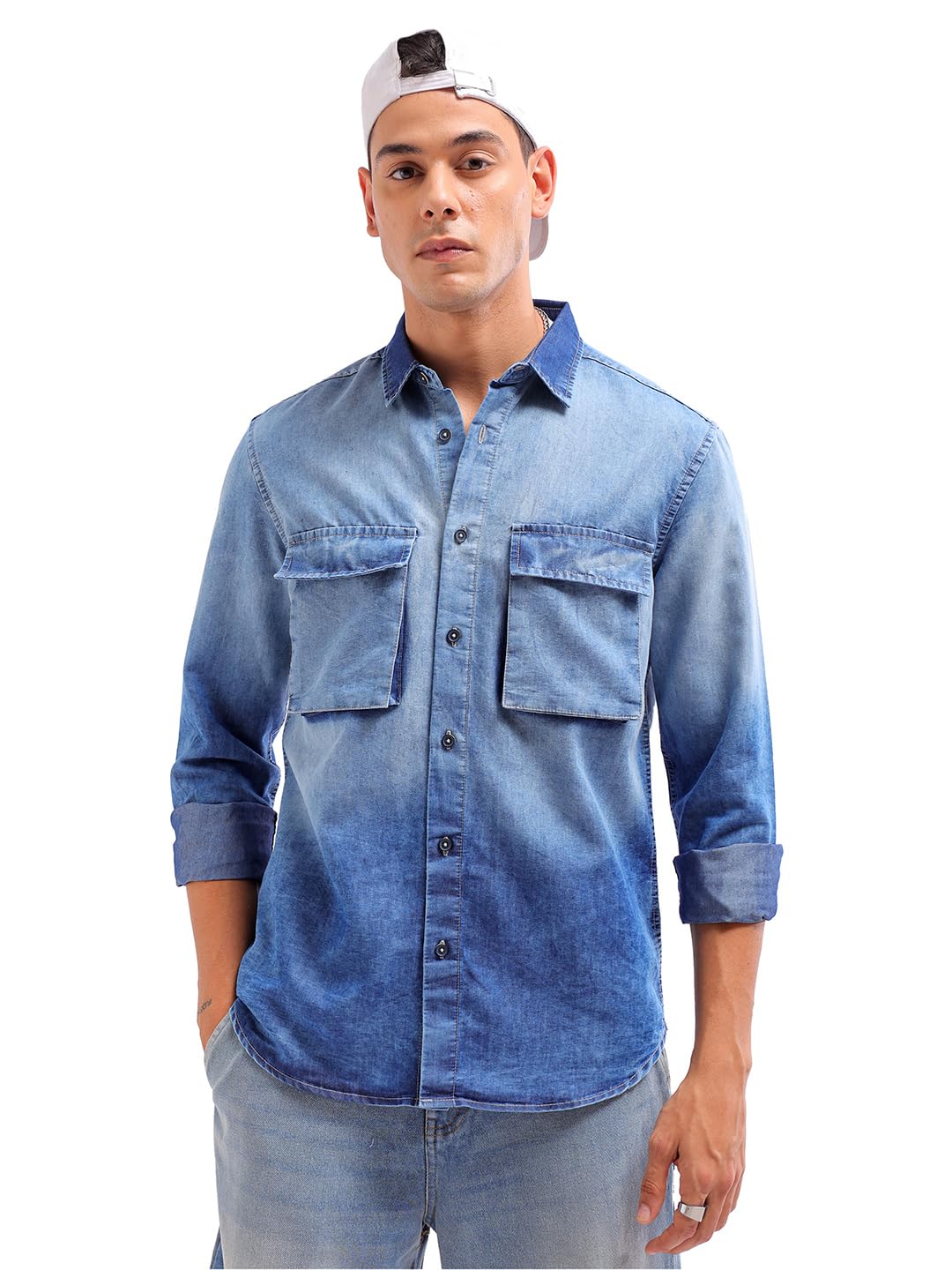 The Indian Garage Co Mens Regular Fit Shirt (0723-CARGDNMSRT-01_Navy