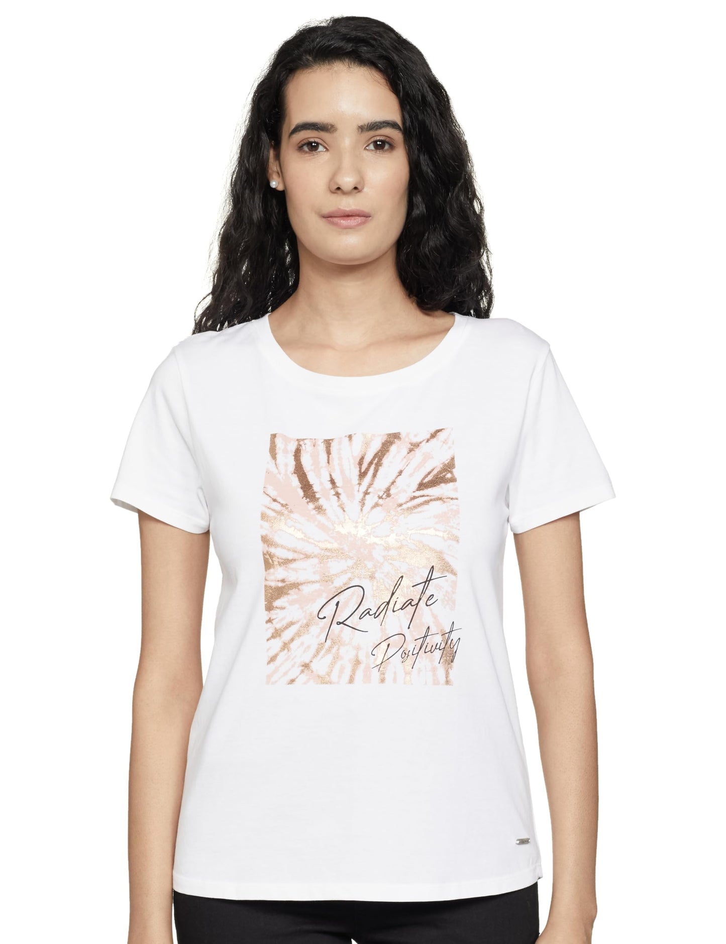 Pepe Jeans WomenS Regular Fit Foil Printed T-Shirts