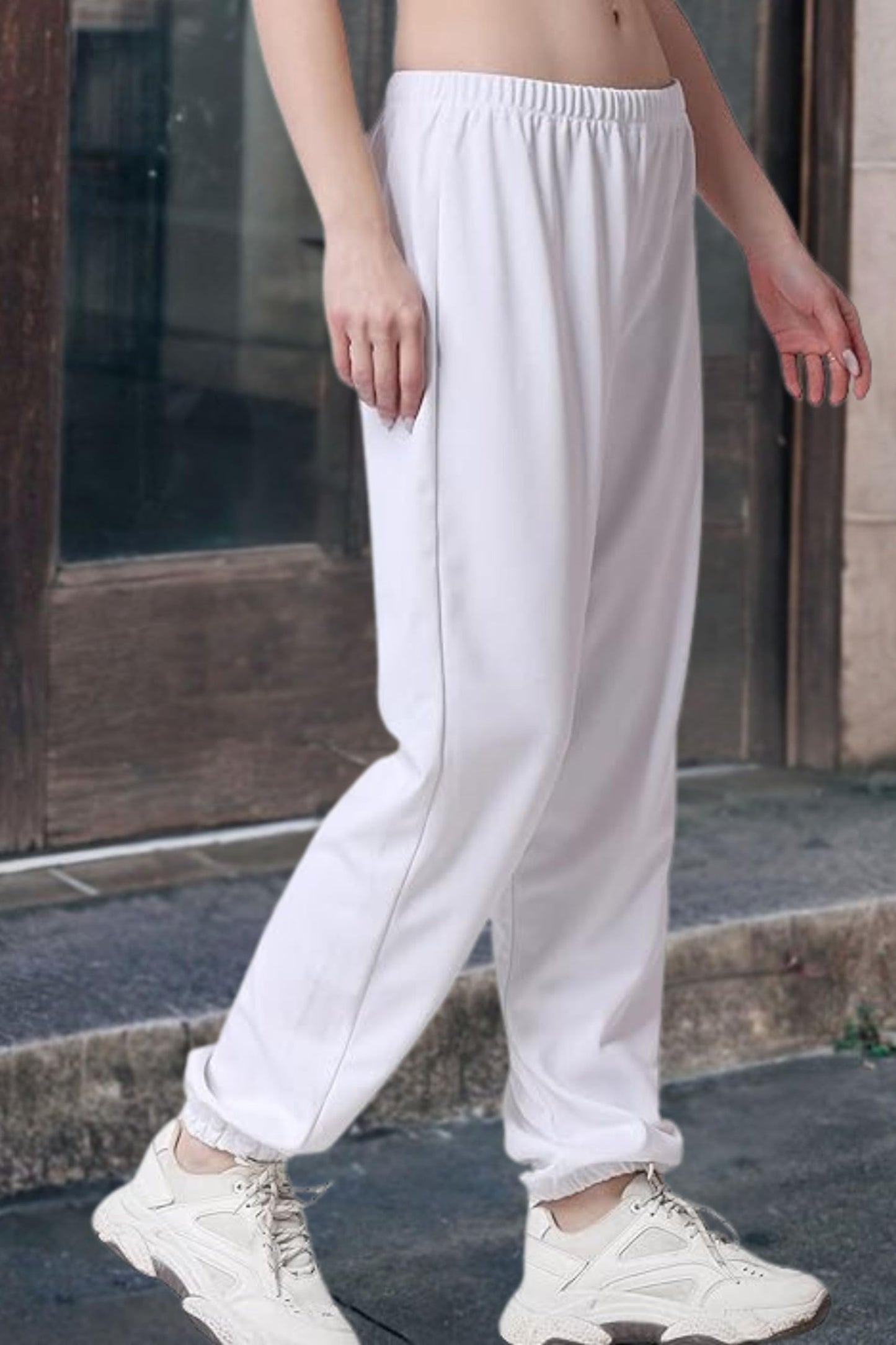 POPWINGS Casual Solid Joggers for Women || Loose Fit Joggers for Women ||Joggers for Summer Wear White