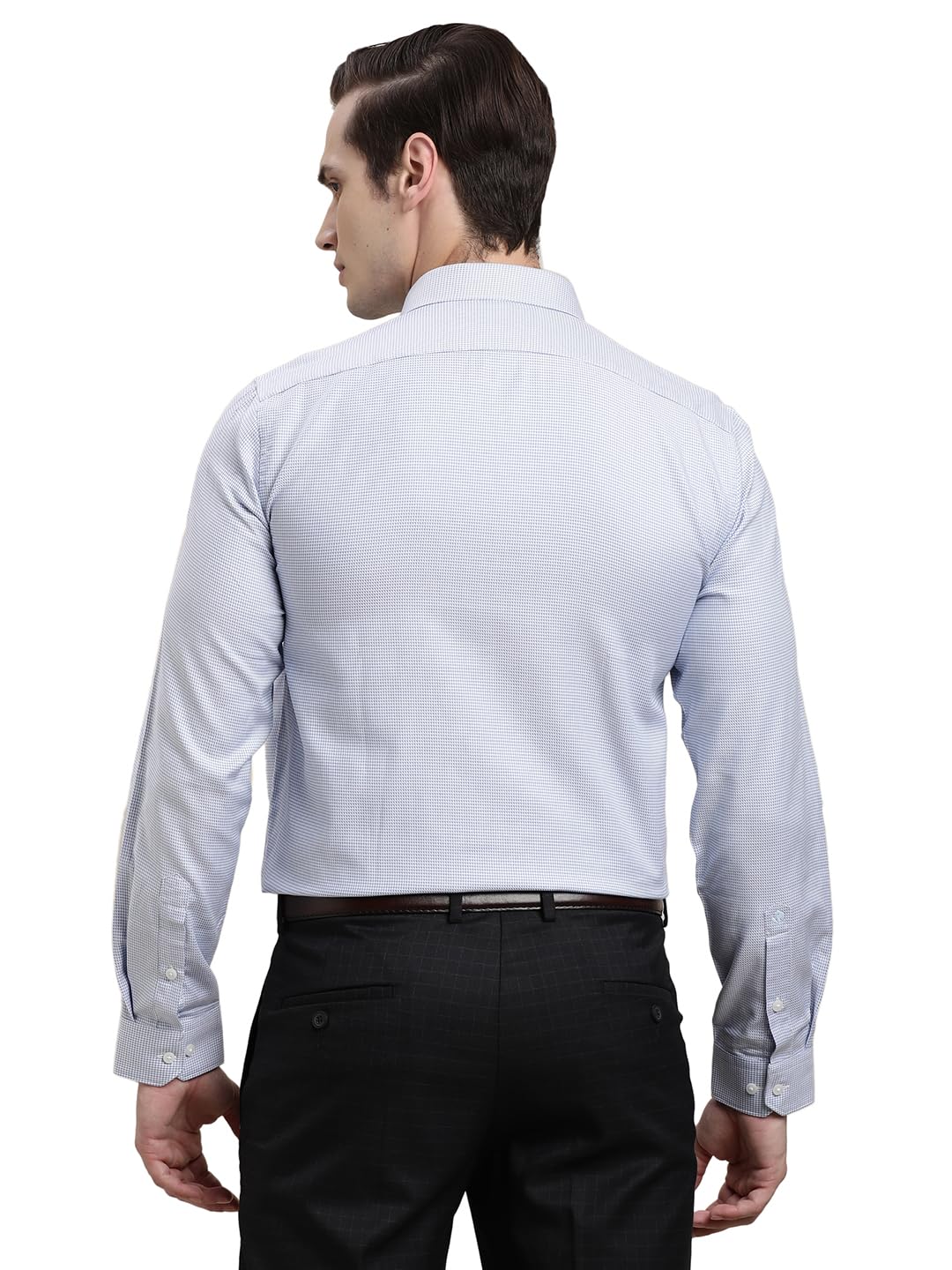 Turtle Men Giza Cotton Slim Fit Light Blue Dobby Full Sleeve Formal Shirt