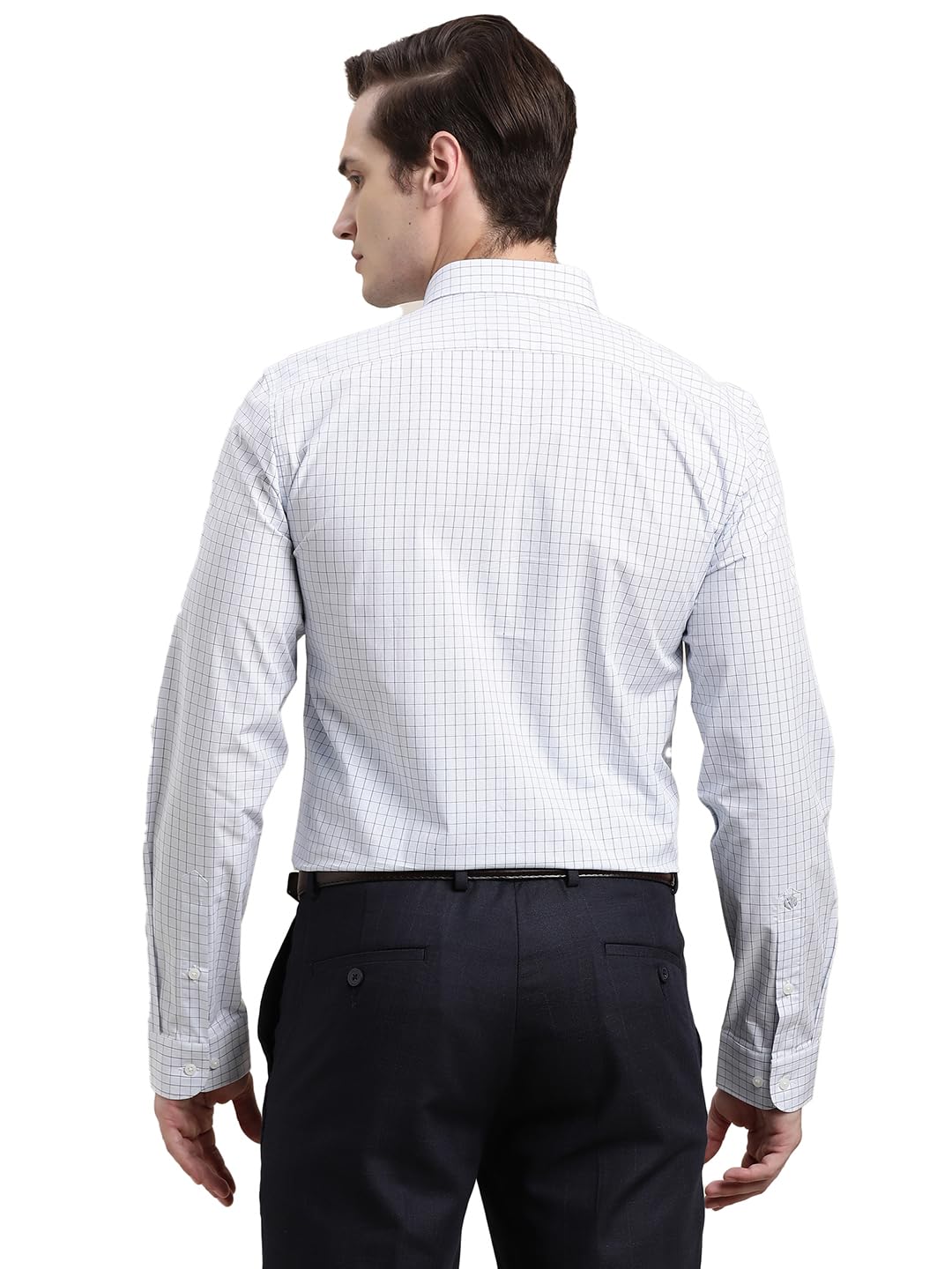 Turtle Men Giza Cotton Slim Fit White Checkered Full Sleeve Formal Shirt