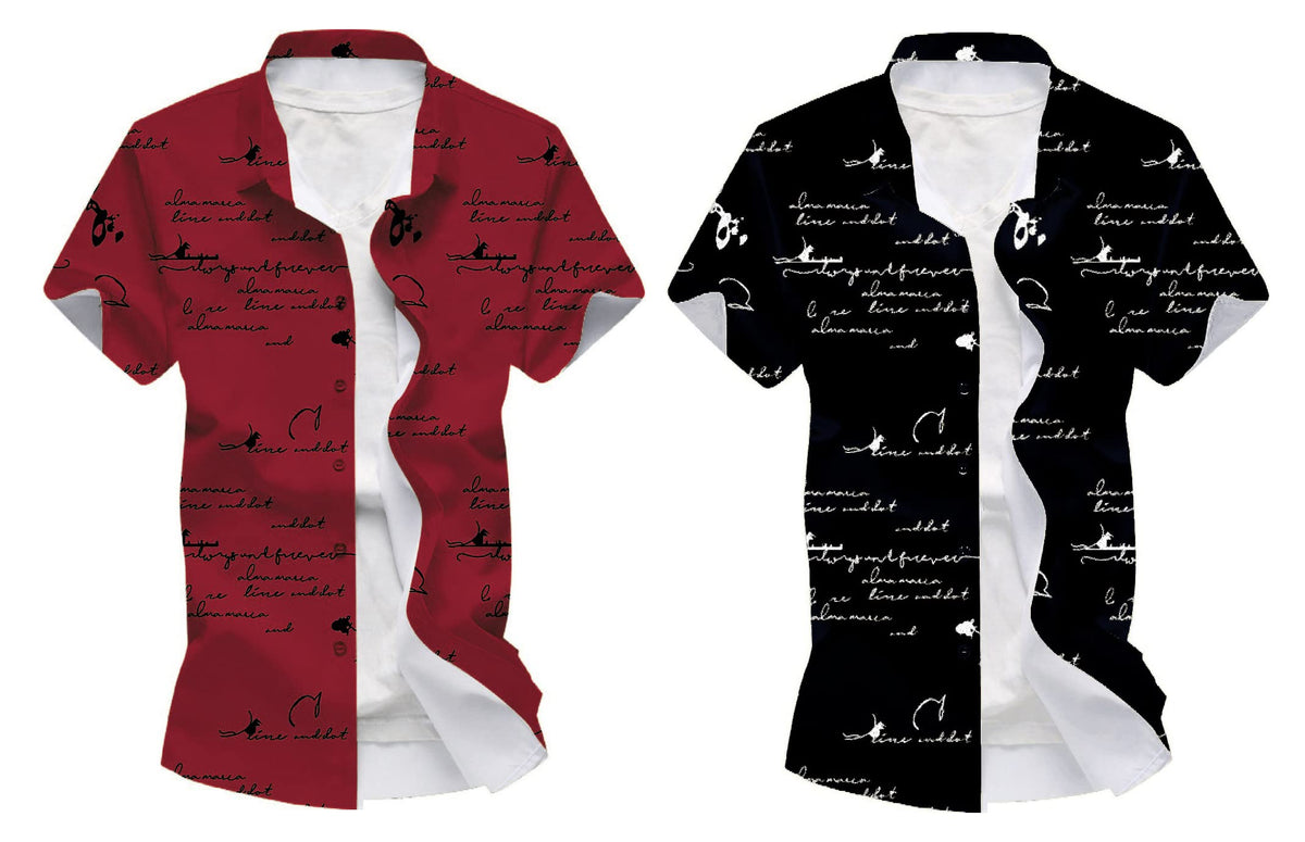 Kadiyu Half Sleeve Casual Printed Shirts For Men Regular Fit Printed Spread Collar Casual Shirt Lycra Fabric With Combo Shirt (P