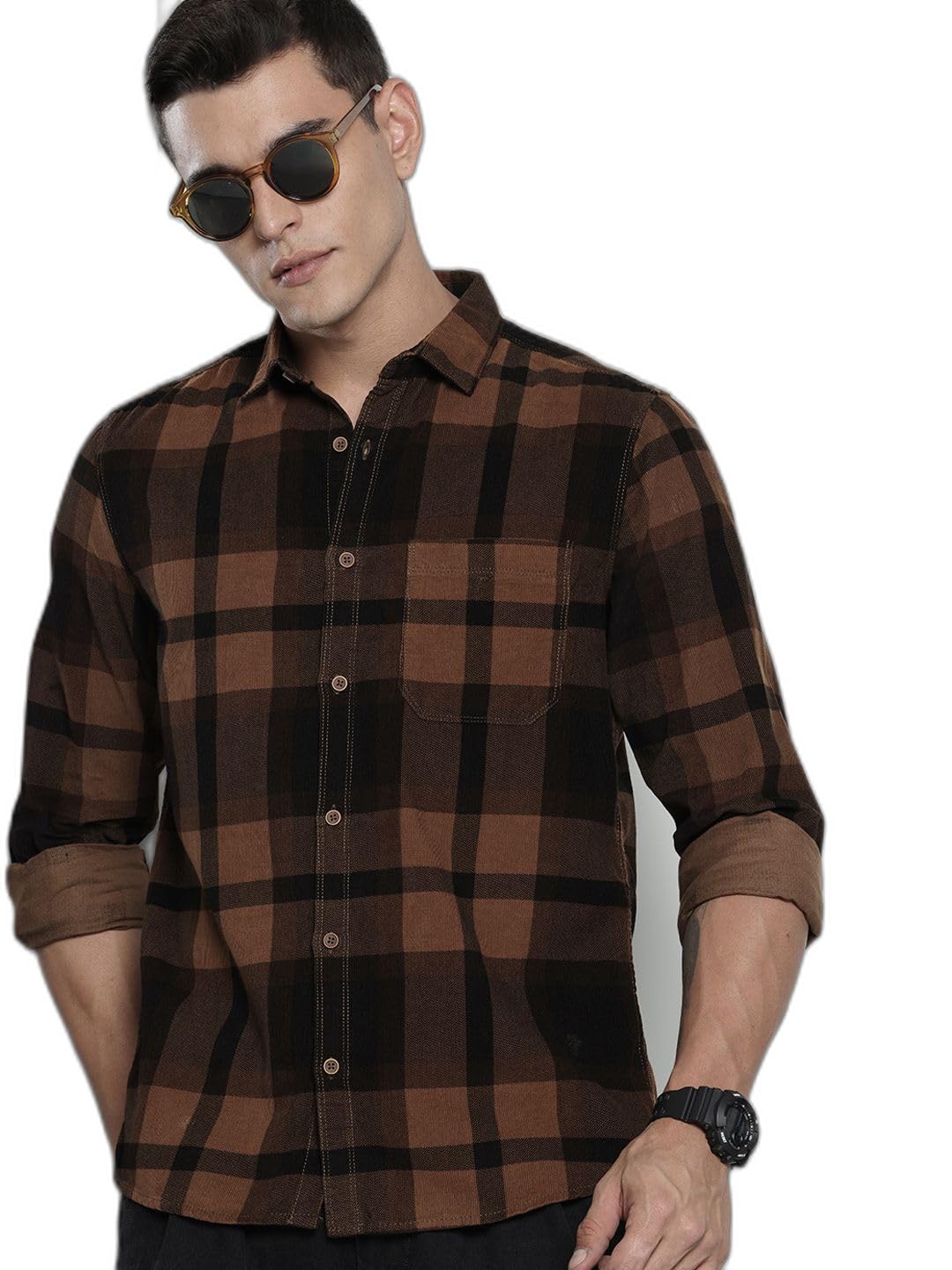 The Indian Garage Co Mens Regular Fit Printed Casual Carduroy Sweater