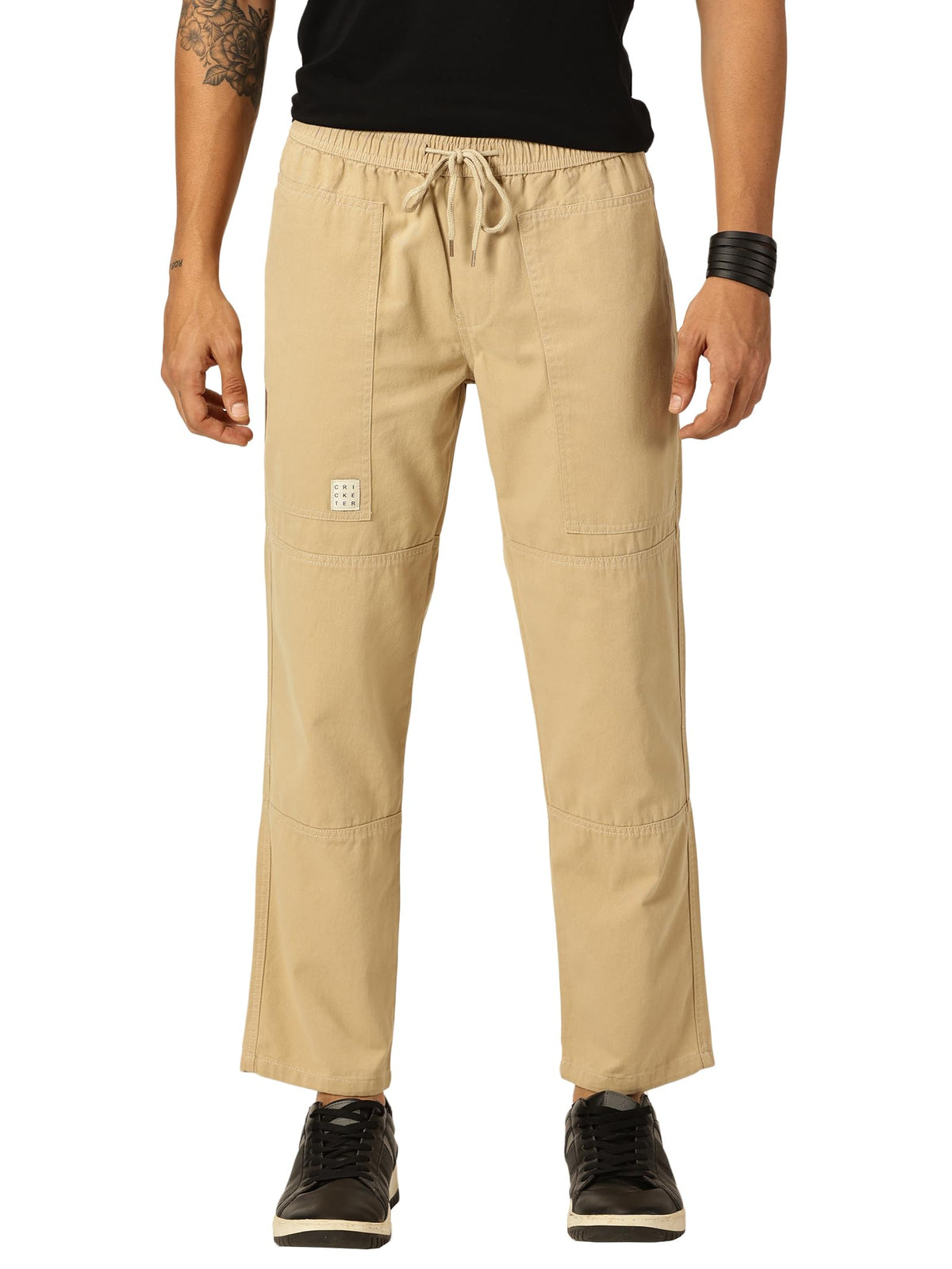 Thomas Scott Mens Relaxed Fit Pure Cotton Trousers Beige