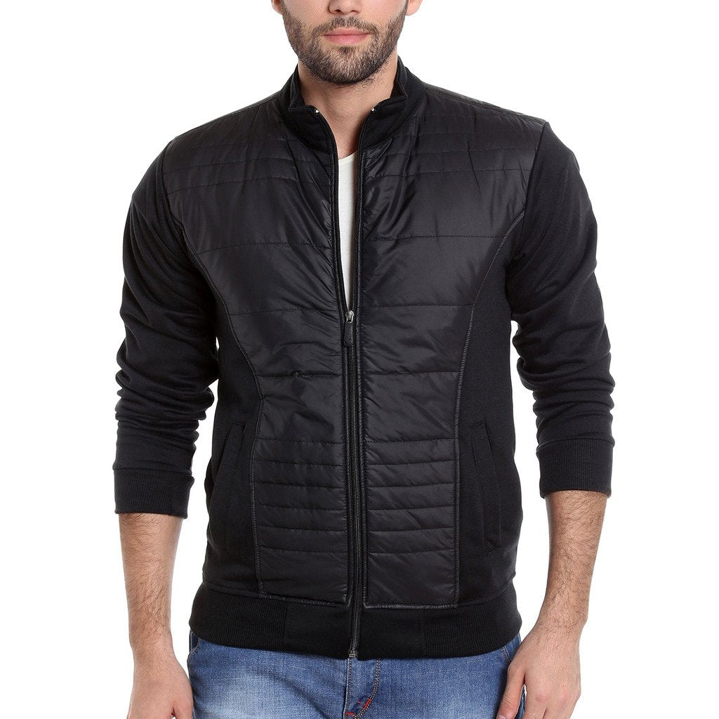 Campus Sutra Mens Electric Blue Quilted Puffer Regular Fit Bomber Jacket for Winter Wear | Hooded Collar | Full Sleeve | Zipper