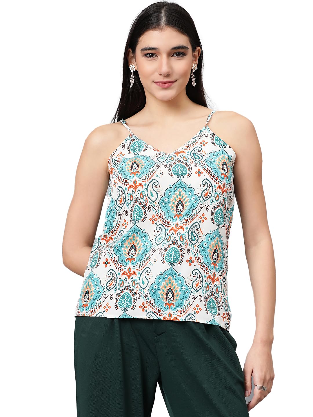 Kotty WomenS Casual Sleeveless Printed Multicolor Top