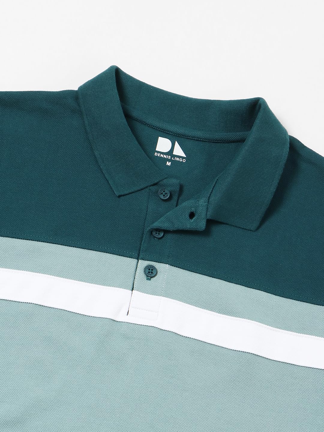 Dennis Lingo Mens Colorblocked Cotton Teal Polo T-Shirt