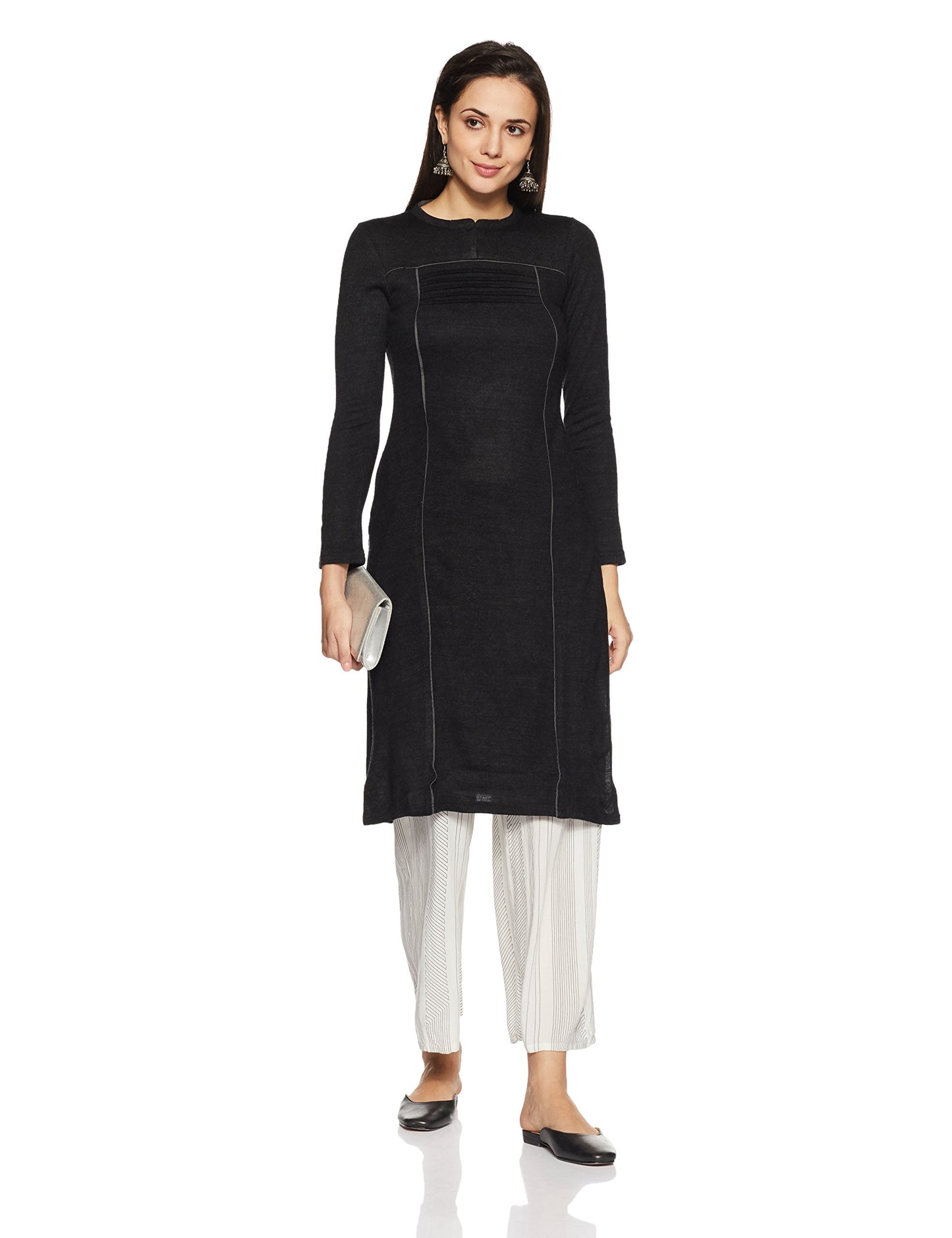 Aurelia Women's Synthetic Straight Winter Kurta