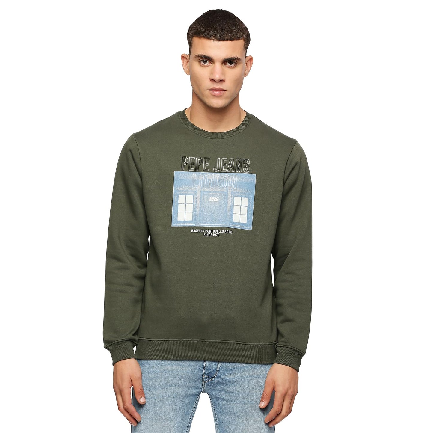 Pepe Jeans Kenneth Graphic Printed Sweat Shirt Olive