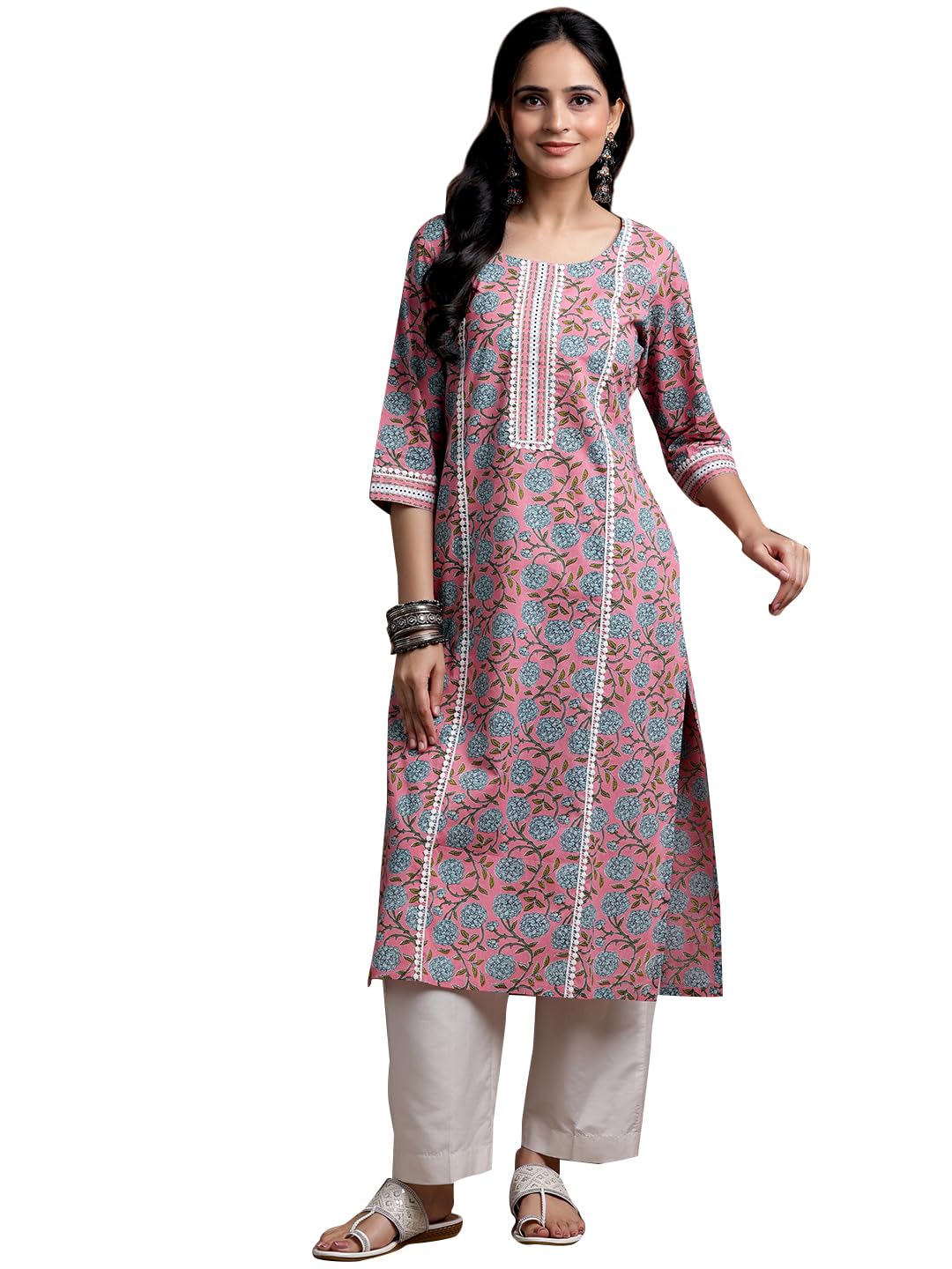 Libas WomenS Cotton Printed Straight Kurta (29060R Pink