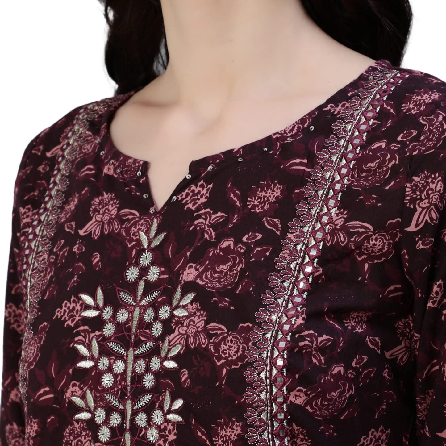 ishin Cotton Silk Women's Embellished A-Line Kurta Set With Sharara And Dupatta