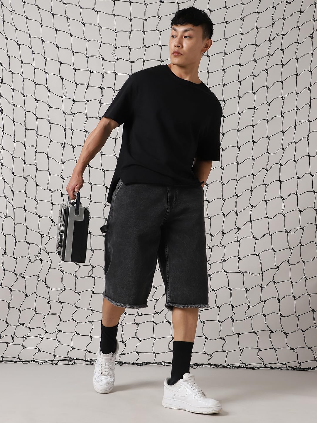 Hubberholme Men Cotton Washed Loose Fit Mid-Rise Casual Shorts