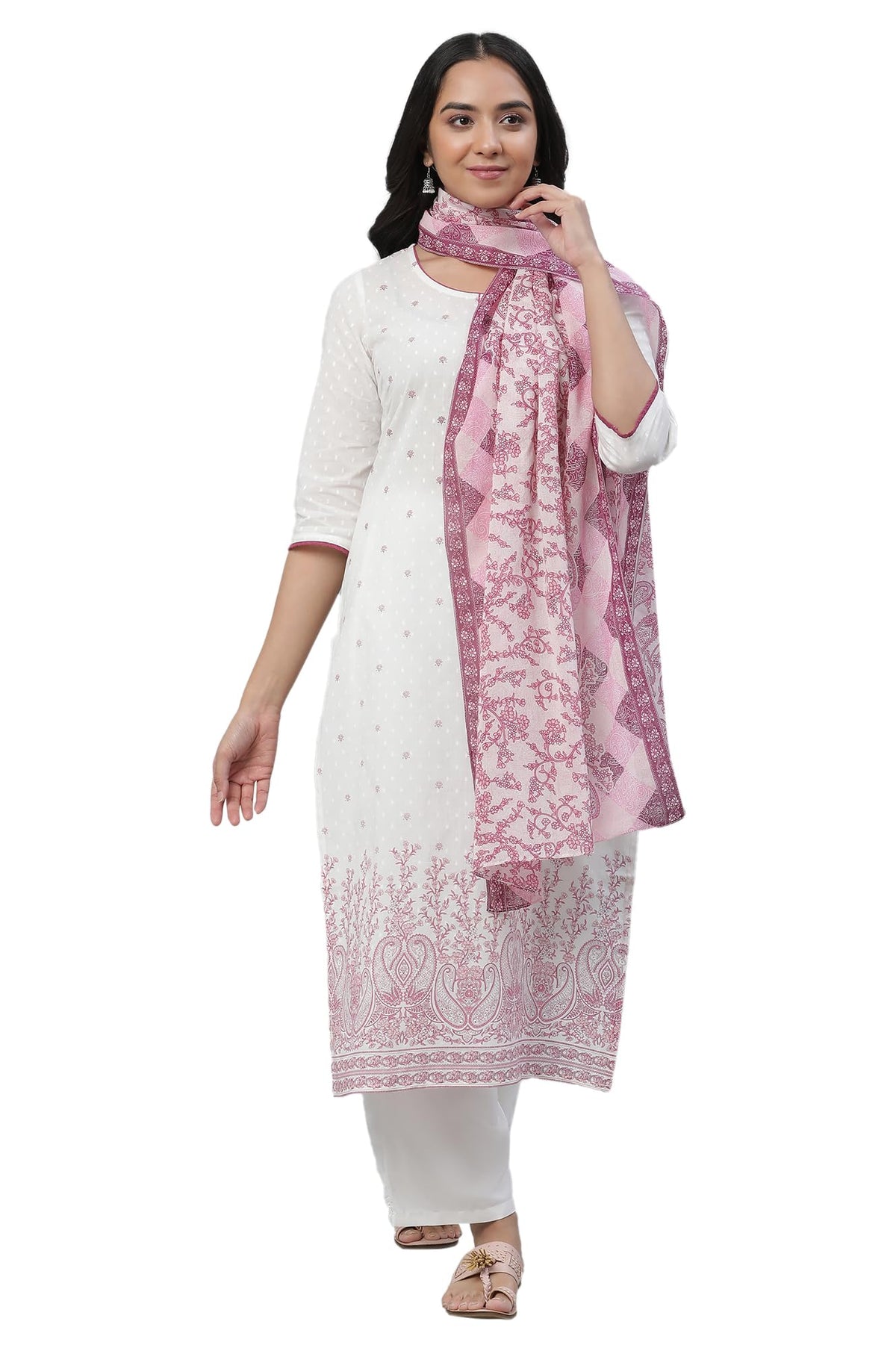 Aurelia Purple Floral Printed Cotton Regular Stole for Women