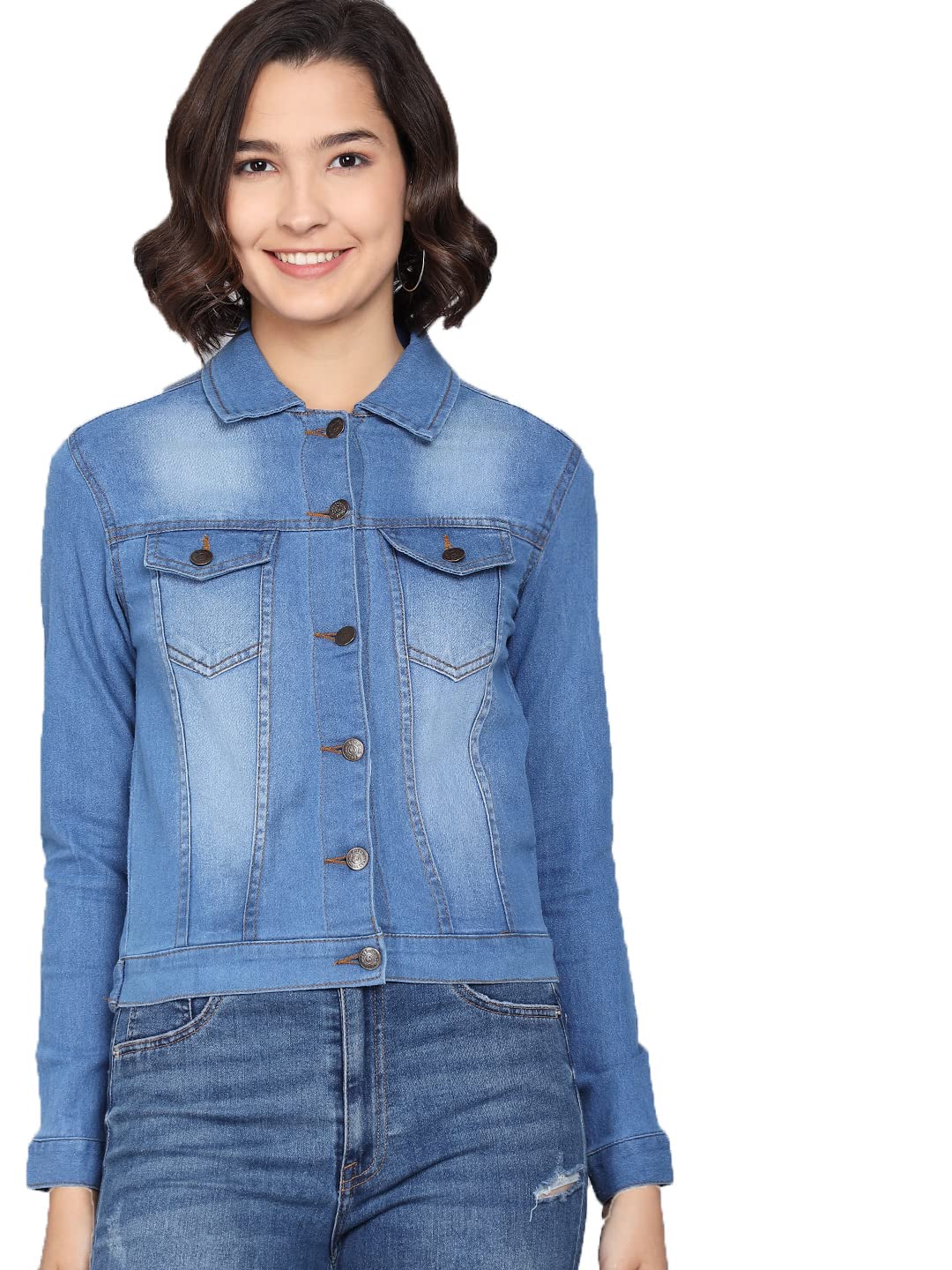 Kotty Blue Full Sleeve Solid Women Jacket (Blue,34)