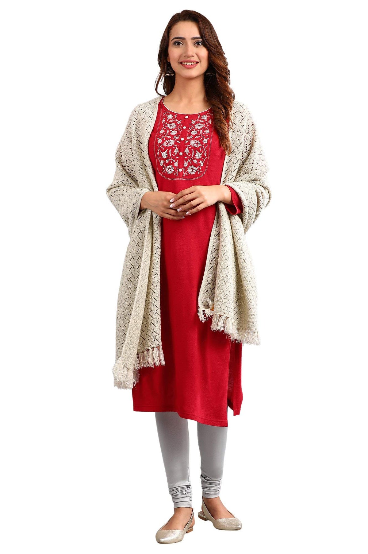 Aurelia WomenS Wool Kurta (19Noa11144-700885_Red_Large)