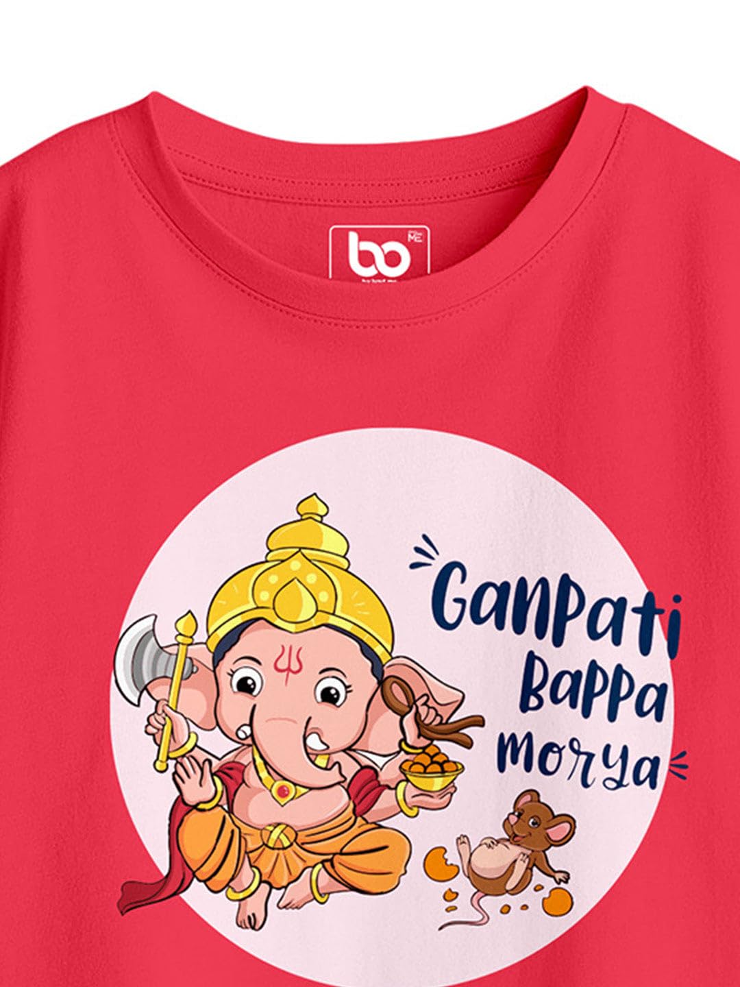 Bon Organik Girls Regular Fit T-Shirt (BON15107_G_Red