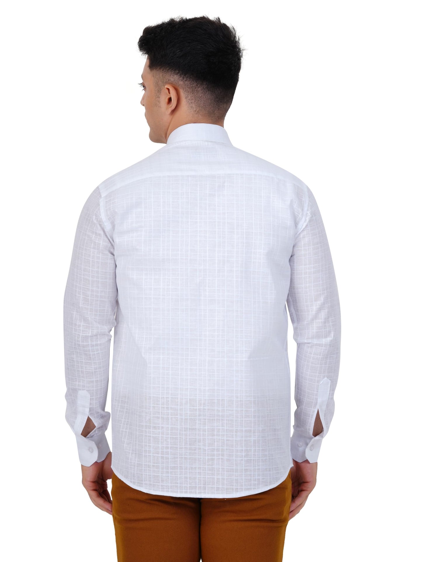 PRAKASAM COTTON Minister Cotton White Full Sleeve Shirt for Mens/White Regular Fit Full Sleeve Transparent with Self Design Shi