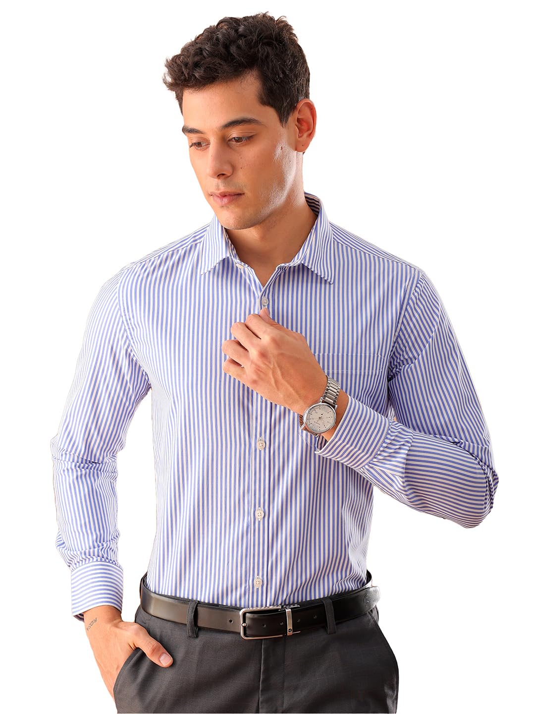 The Indian Garage Co Mens Slim Fit Shirt (0424-SHFRST-01-03_Blue