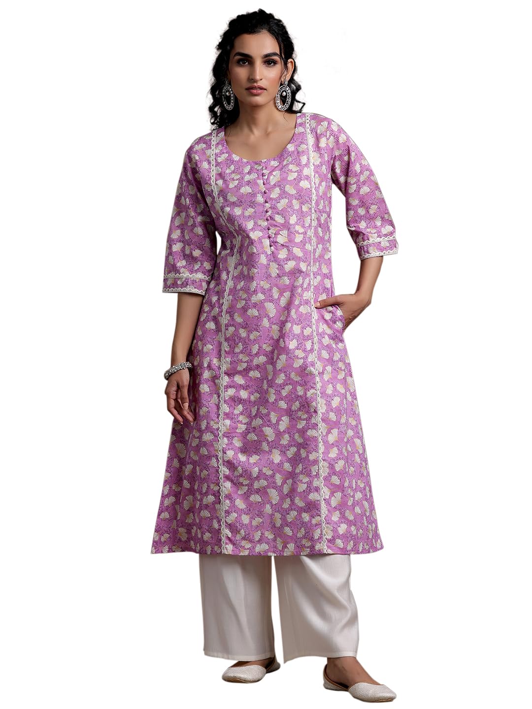 Libas WomenS Cotton Printed A-Line Kurta (29013R Purple