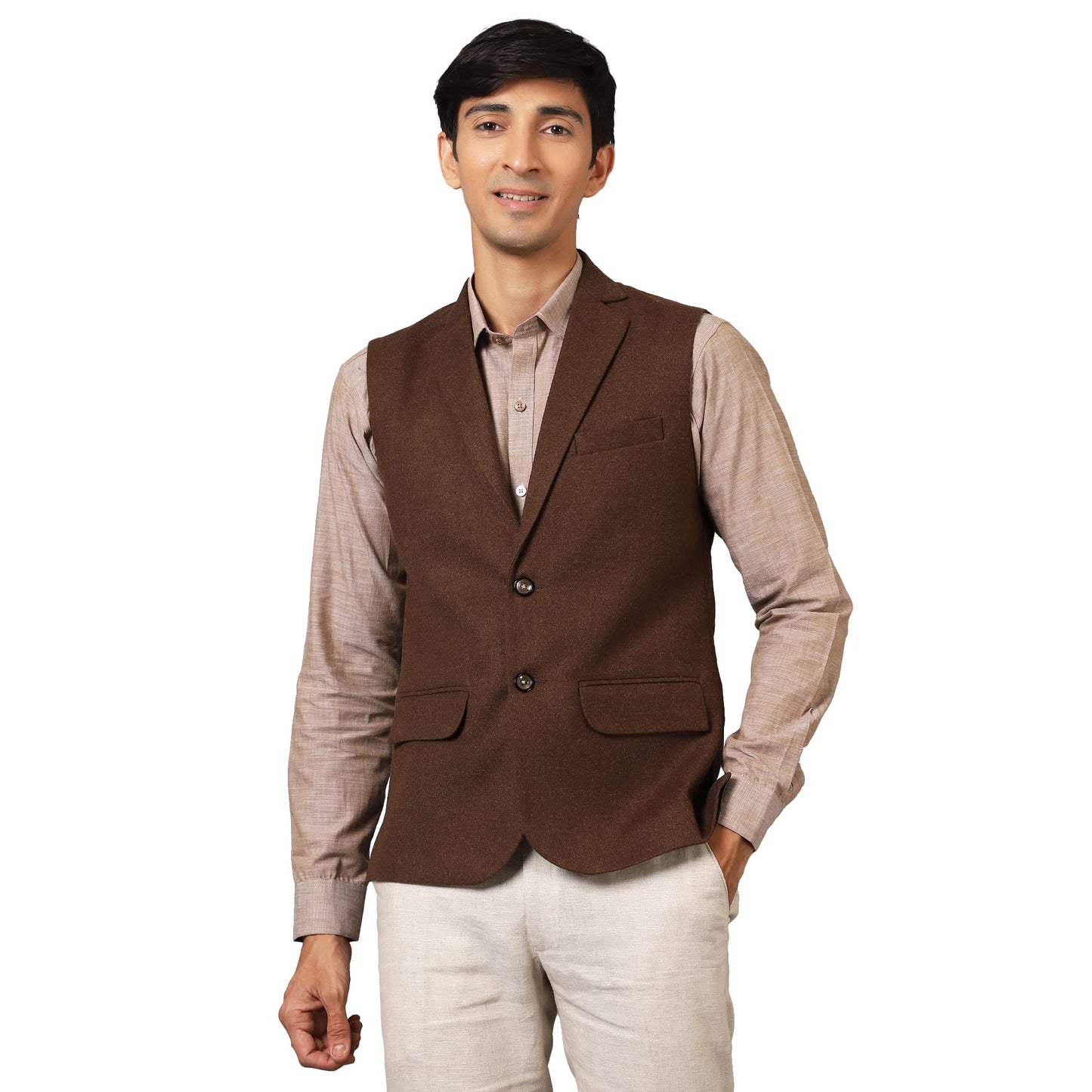 Wintage Men'S: Tweed Wool Brown Modi Nehru Jacket : 38/S