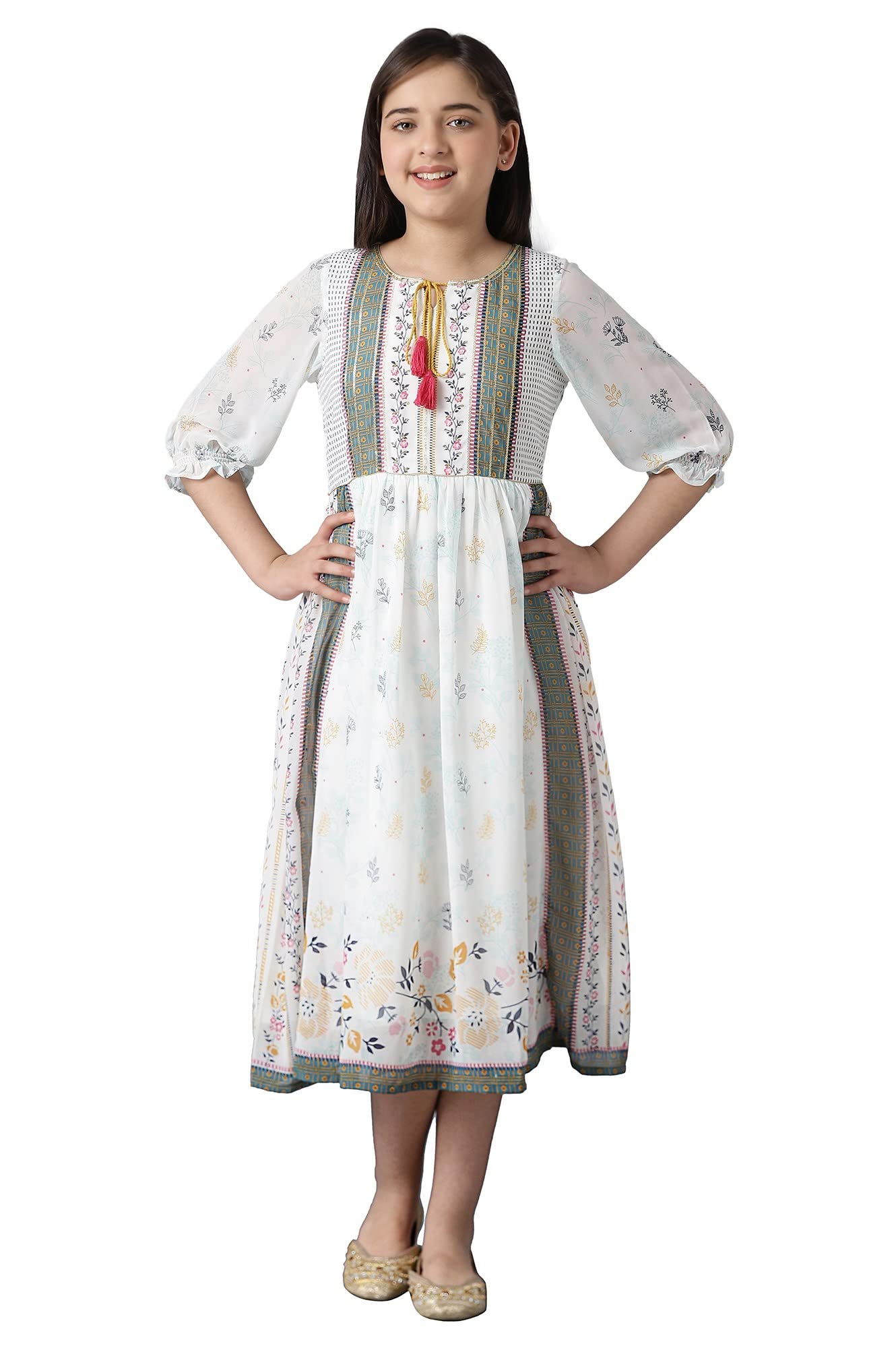 Aurelia Girl's Polyester Fit and Flare Ankle Length Dress (22FEG10241B