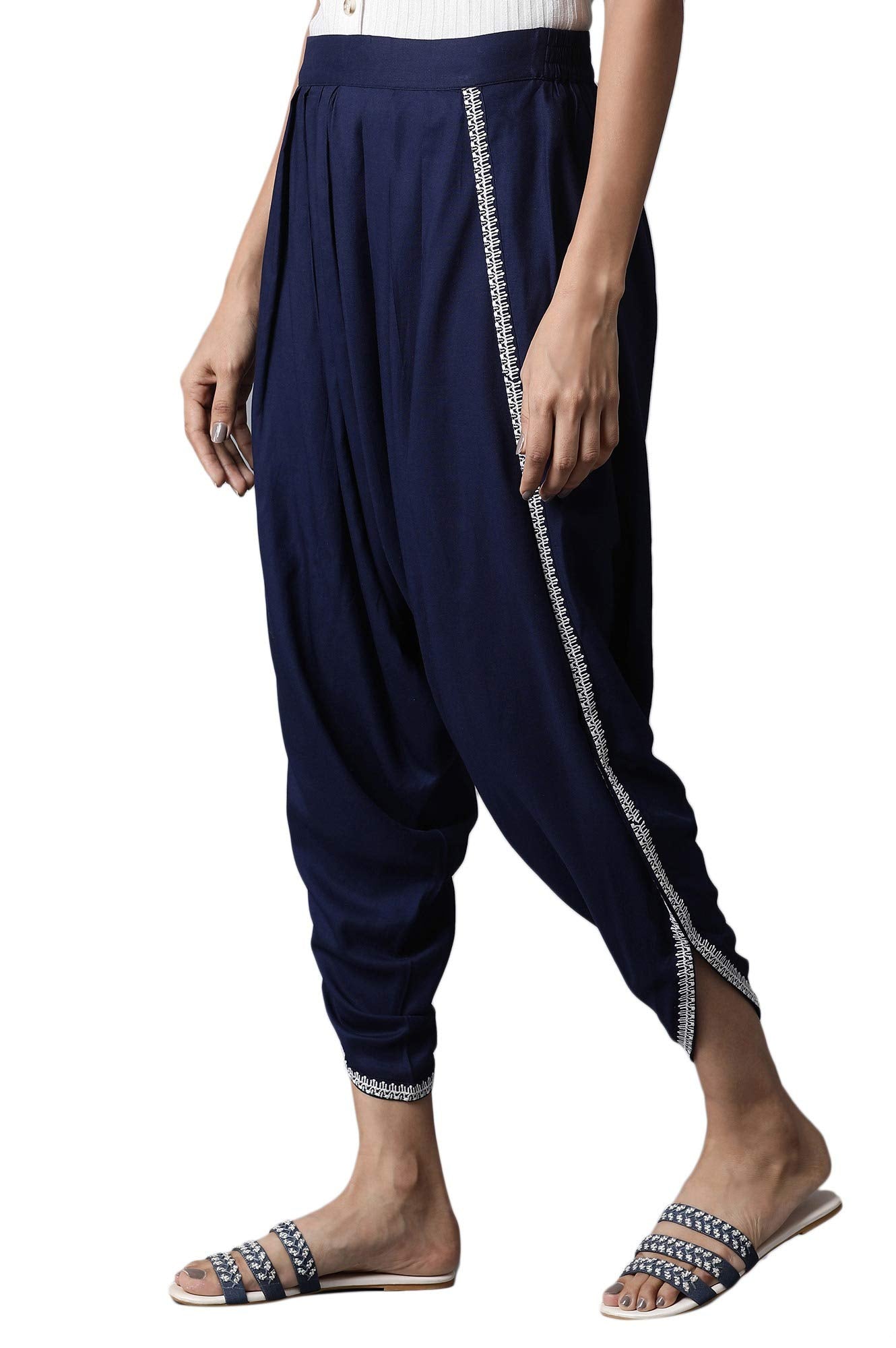 W Pure Cotton Strechable Draped Pants for Women | Pure Cotton Draped Pants for Women | Trousers for Women | W for Woman