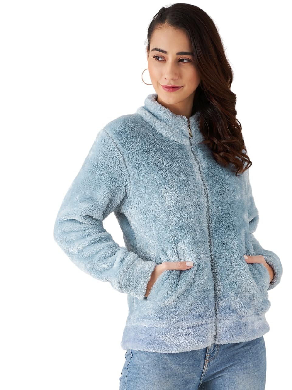 Modeve Women Solid Full Sleeve Jacket For Winter Sky Jacket For Winter