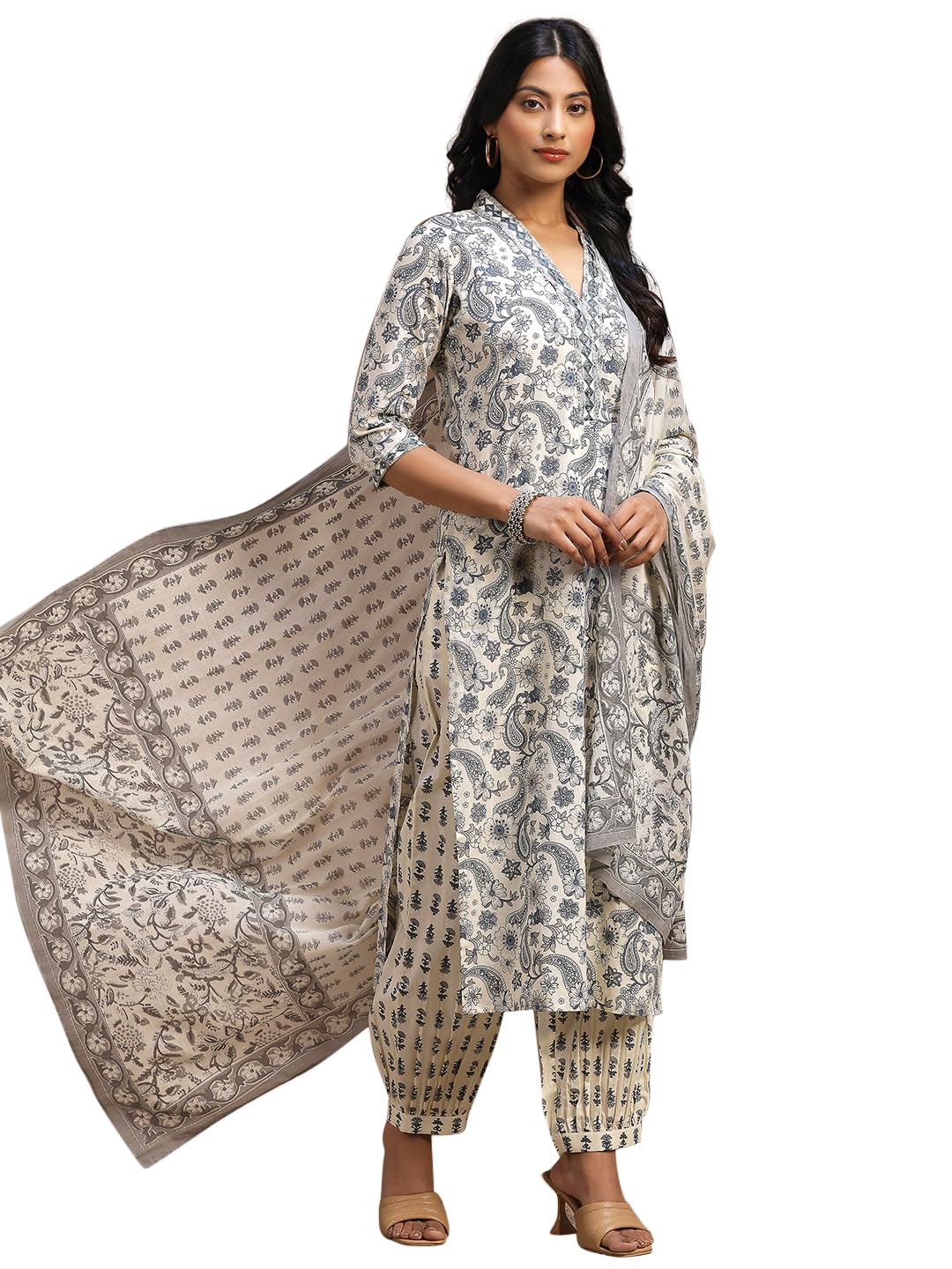 Libas WomenS Pure Cotton Kurta Sets (36677O_Grey