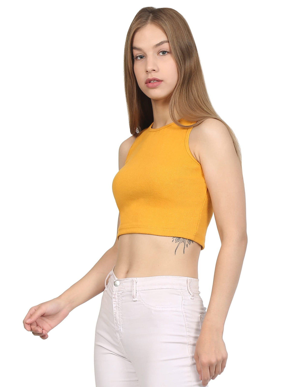 TAGAS Skinny Fit wome Western Tank Tops for Womens and Girls| (C5P-51_Yellow