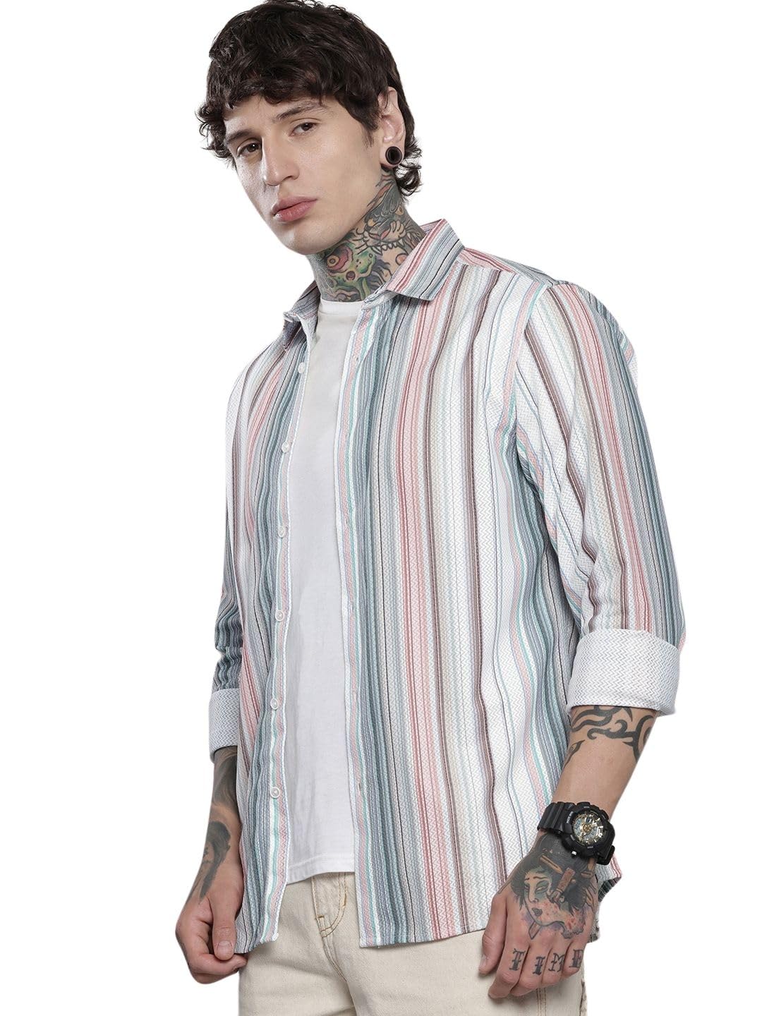 The Indian Garage Co Mens Regular Fit Striped Long Sleeves Resort Sweater