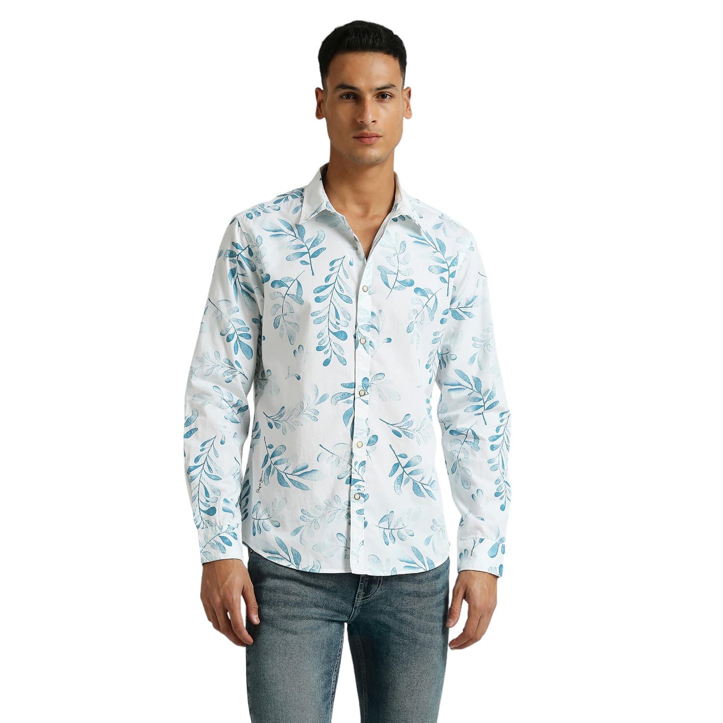 Blue All Over Printed Long Sleeve Shirt