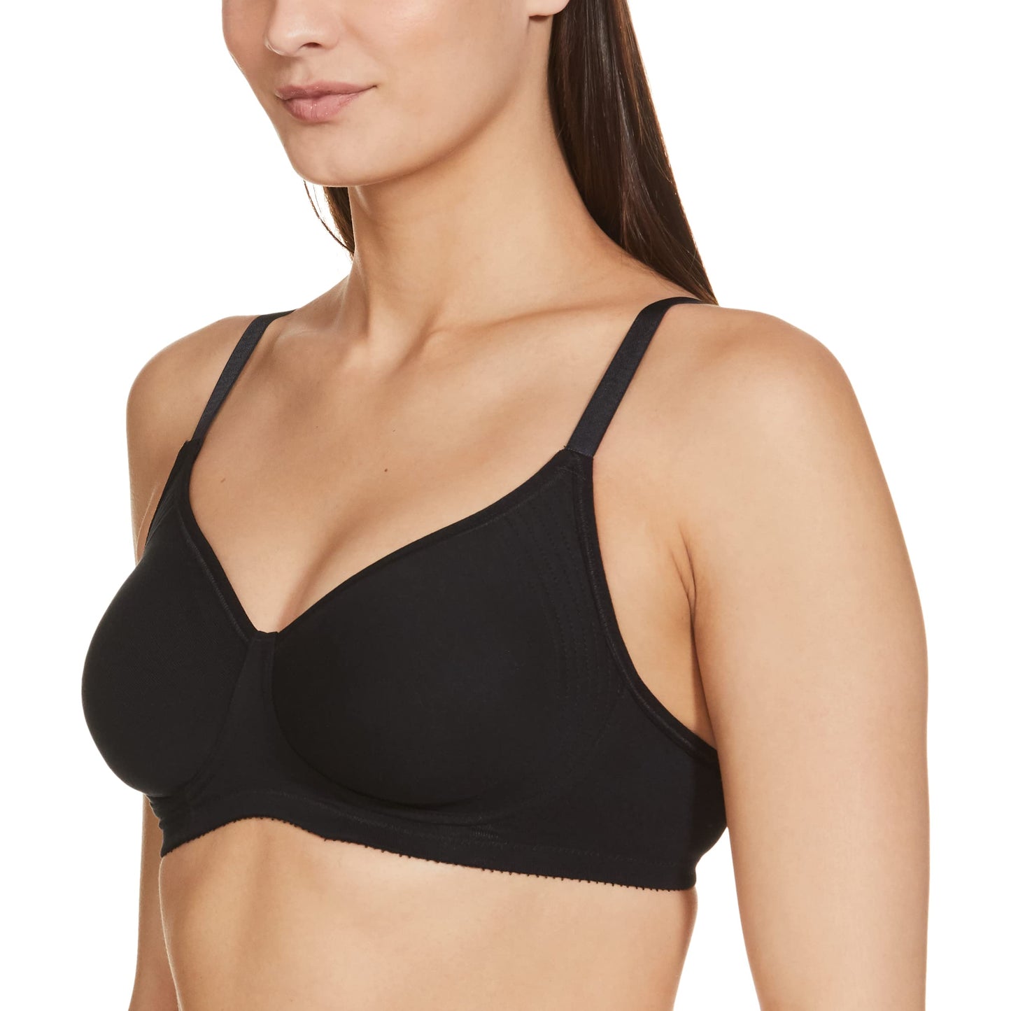 Enamor A042 Side Support Shaper Stretch Cotton Everyday Bra - Non-Padded, Wire-Free & High Coverage Black