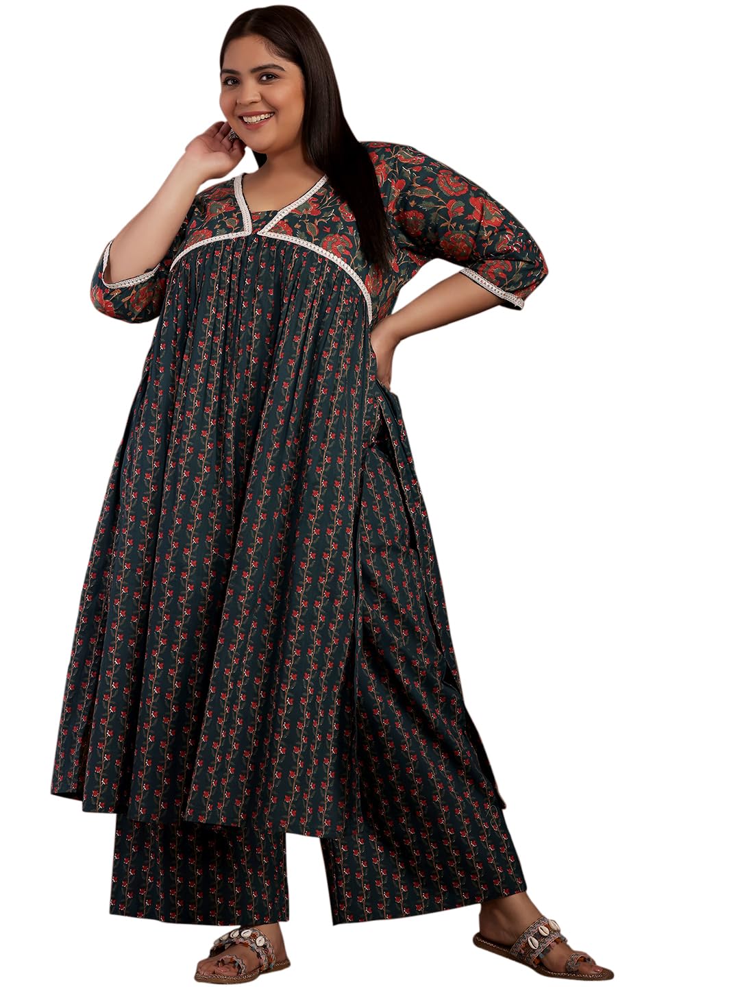 Libas Womens Cotton Printed Loose Kurta Set
