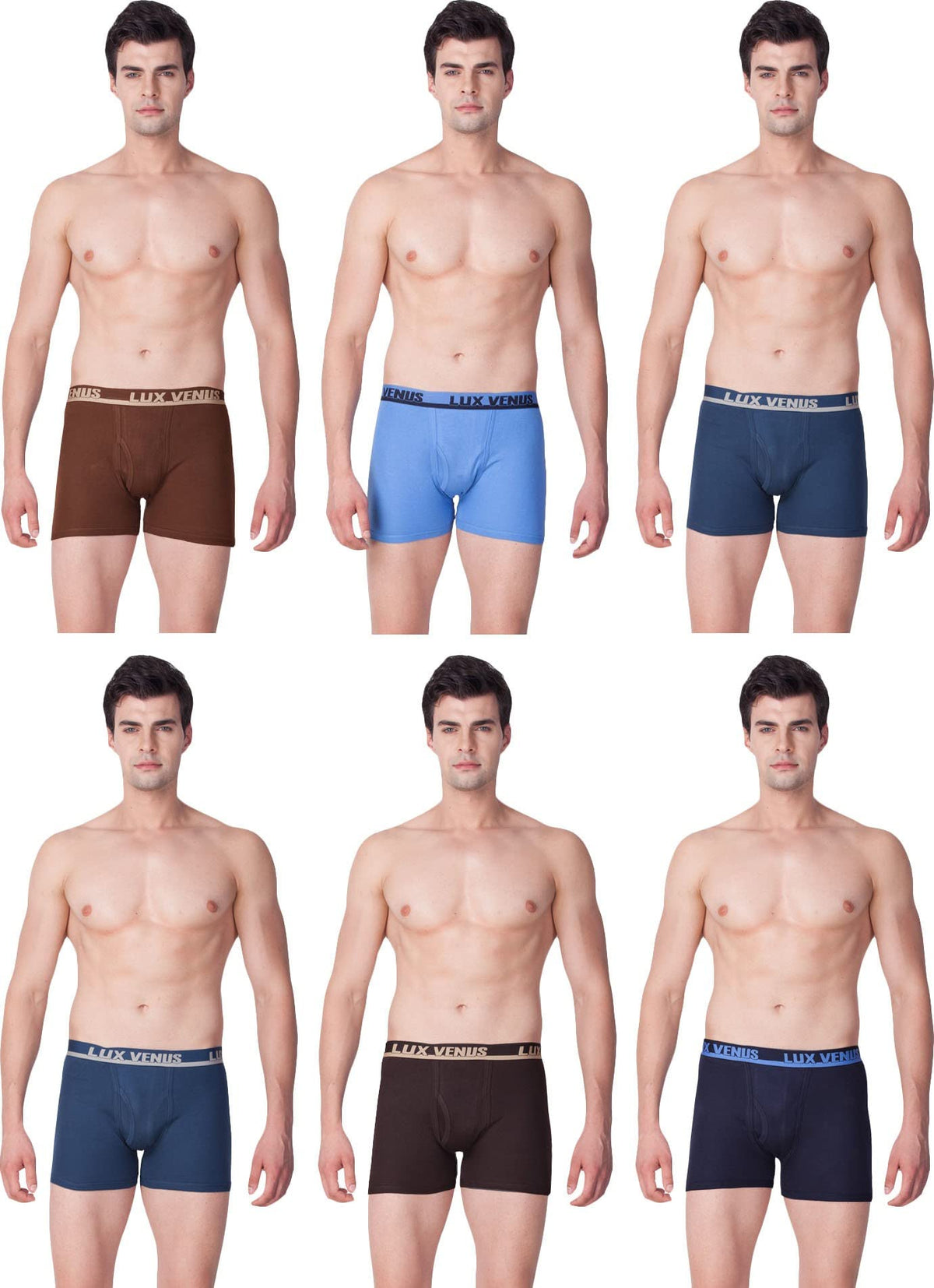Lux Venus Cotton Assorted Solid/Plain MenS Trunk - Pack Of 6 (Vns-Fcd-Assorted)