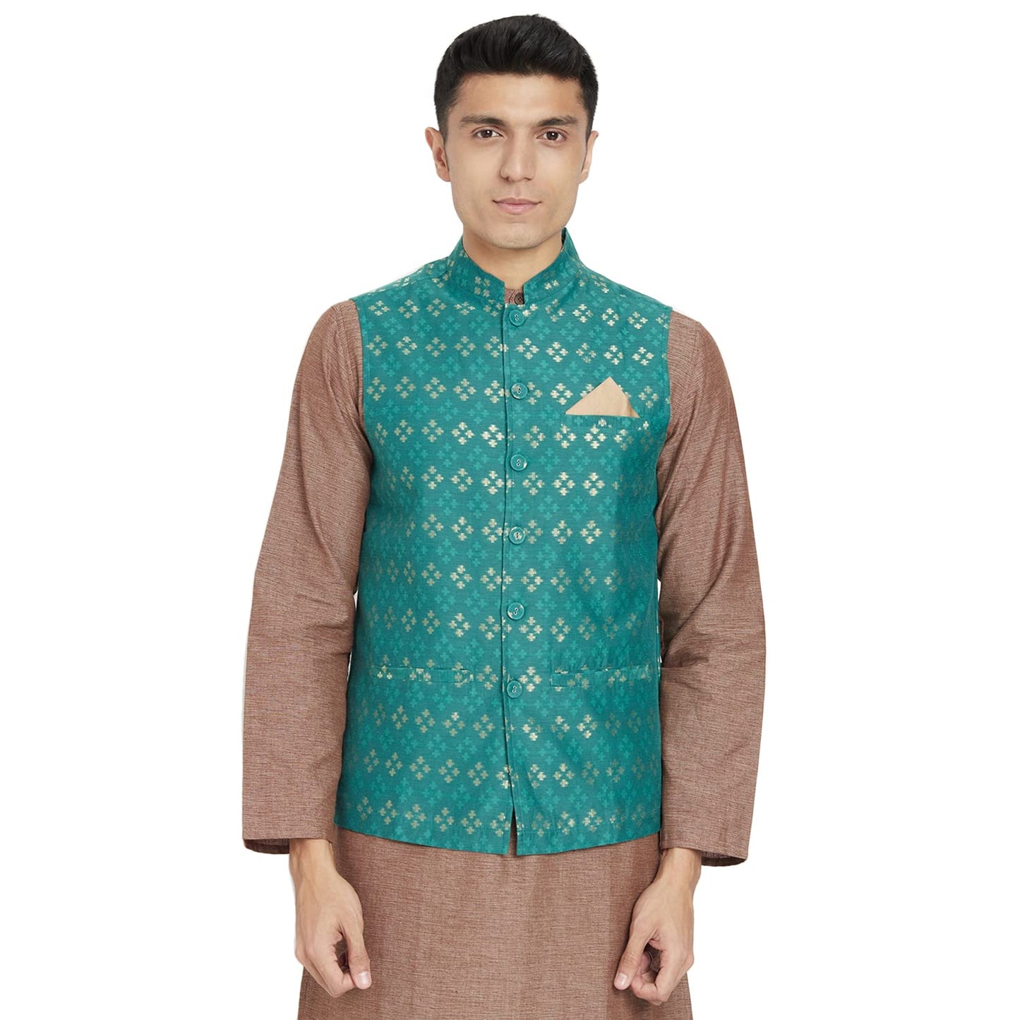 Fabindia Men Cutwork Nehru Jacket Viscose_M