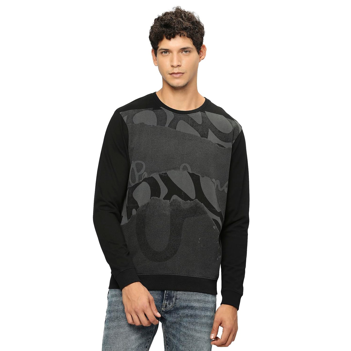 Pepe Jeans MenS Cotton Crew Neck Sweatshirt (Pm582640_Thunder Grey_Black